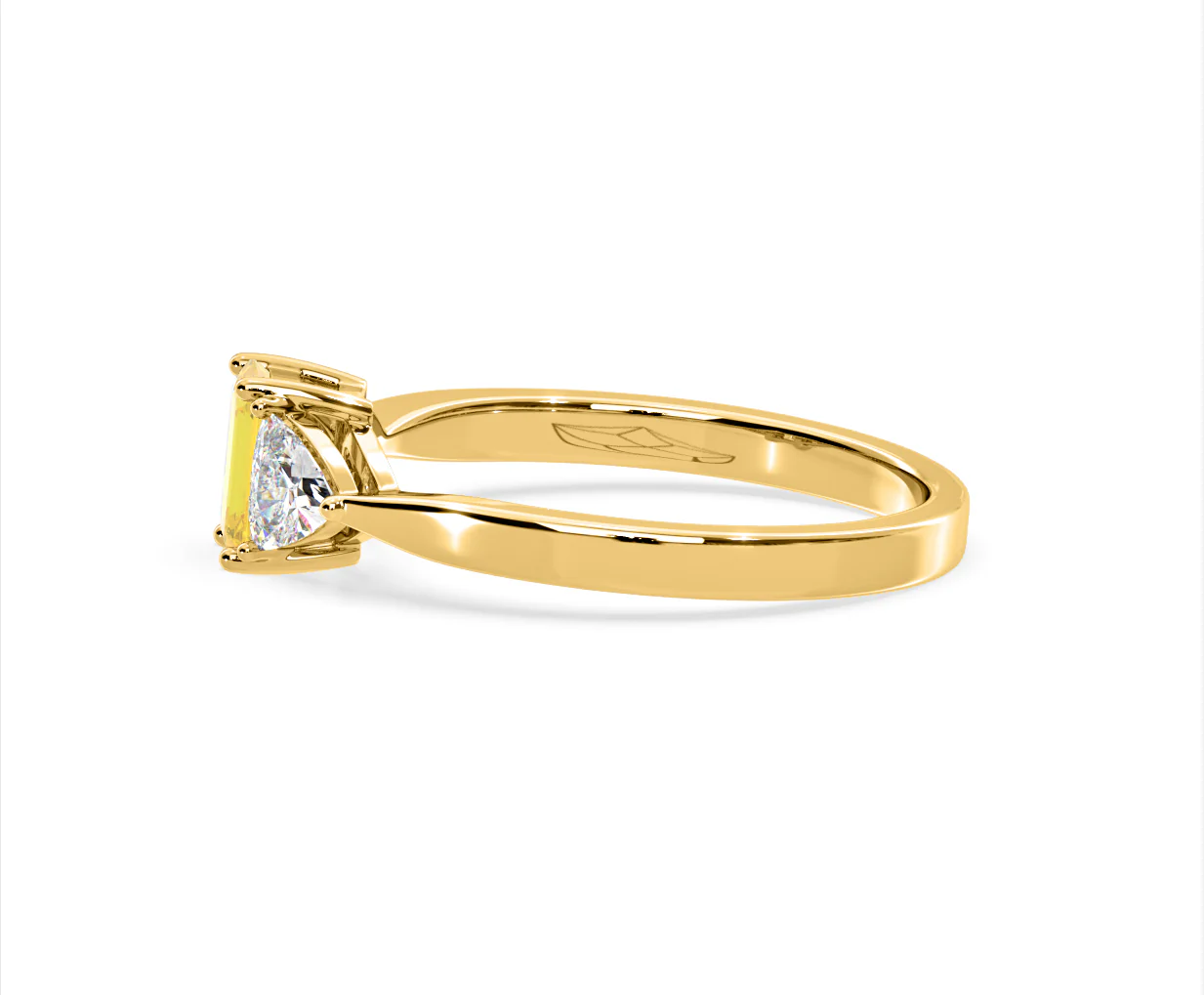 Aurora Yellow Lab Diamond Emerald Cut and Trillion 1.00ct Ring in 18K Yellow Gold - Elara Collection - Image 26