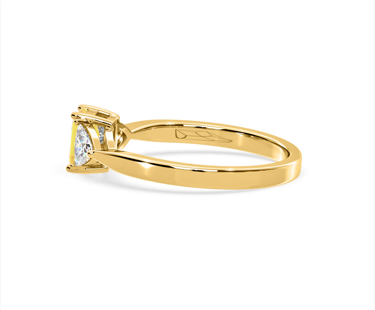 Aurora Yellow Lab Diamond Emerald Cut and Trillion 1.00ct Ring in 18K Yellow Gold - Elara Collection - Image 29