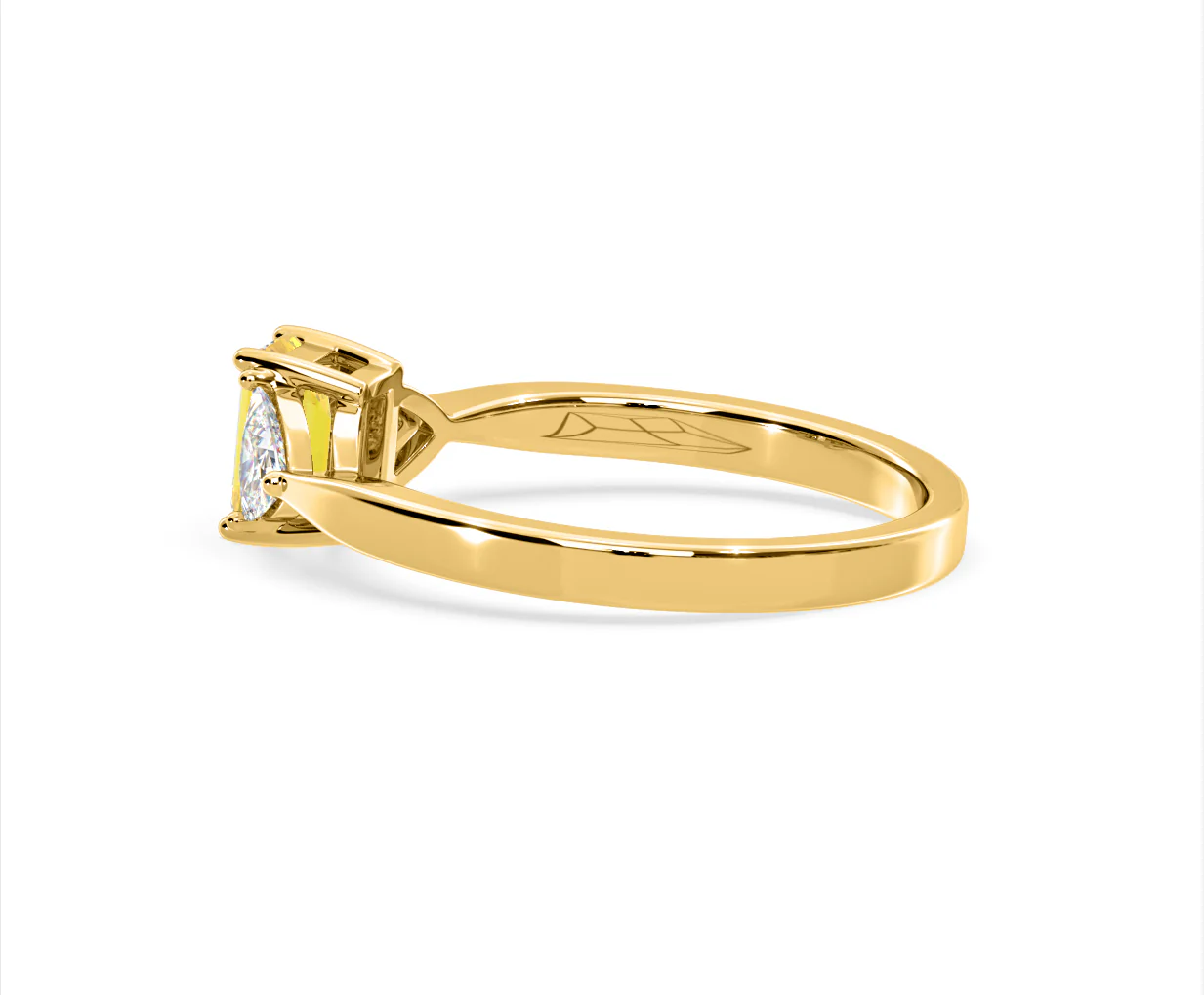 Aurora Yellow Lab Diamond Emerald Cut and Trillion 1.00ct Ring in 18K Yellow Gold - Elara Collection - Image 31