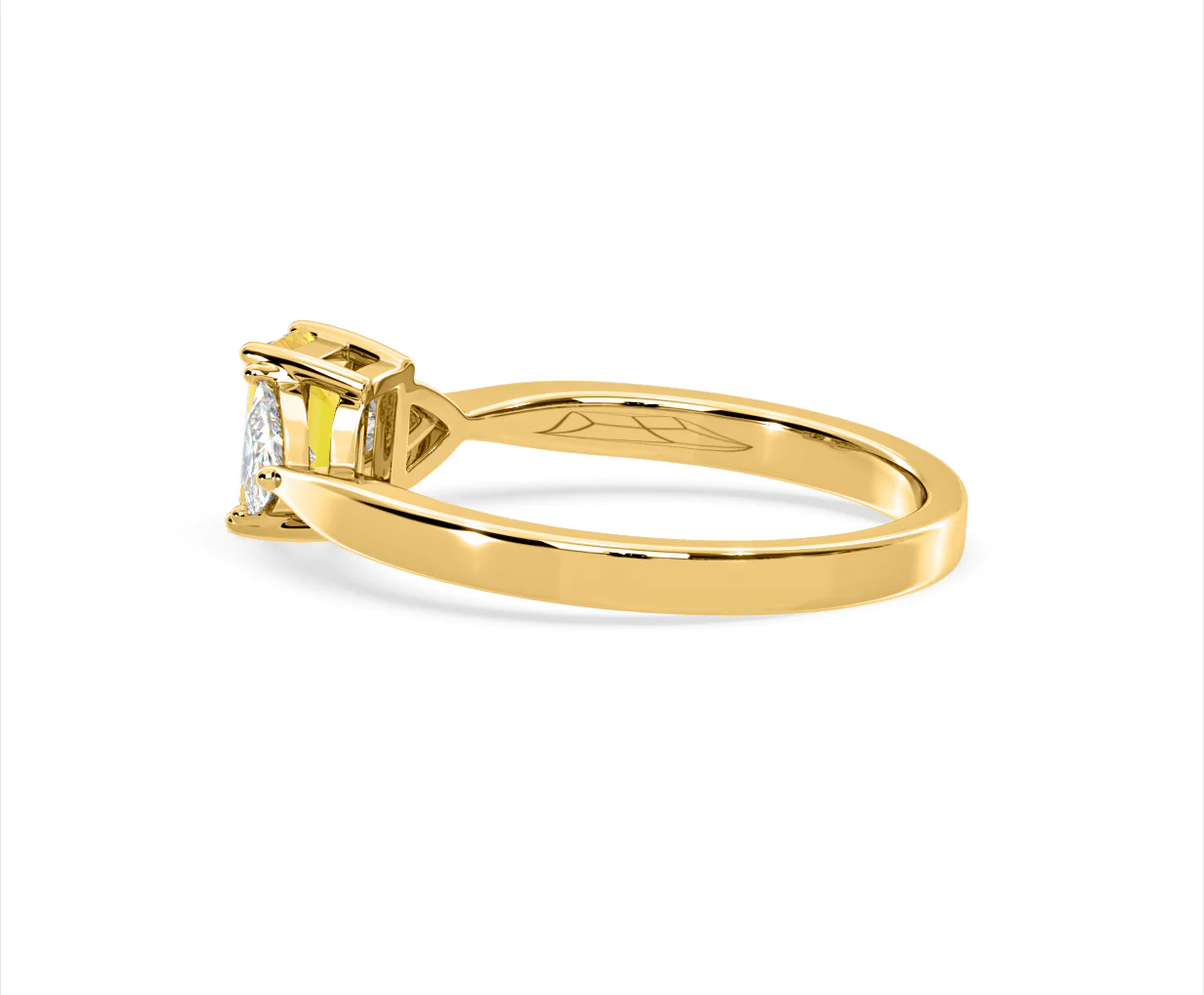 Aurora Yellow Lab Diamond Emerald Cut and Trillion 1.00ct Ring in 18K Yellow Gold - Elara Collection - Image 32