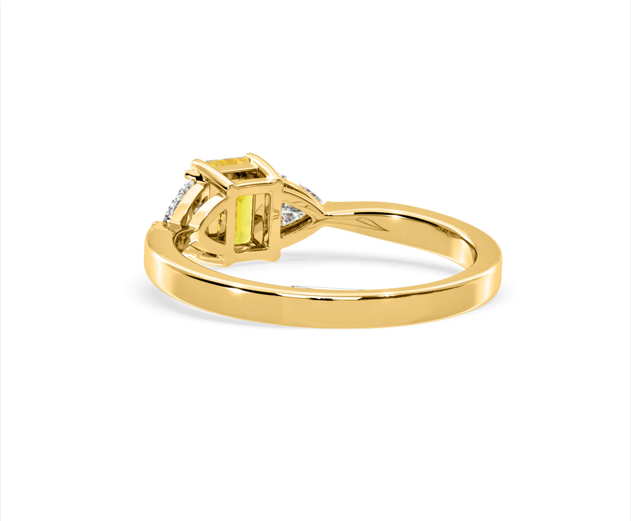 Aurora Yellow Lab Diamond Emerald Cut and Trillion 1.00ct Ring in 18K Yellow Gold - Elara Collection - Image 40
