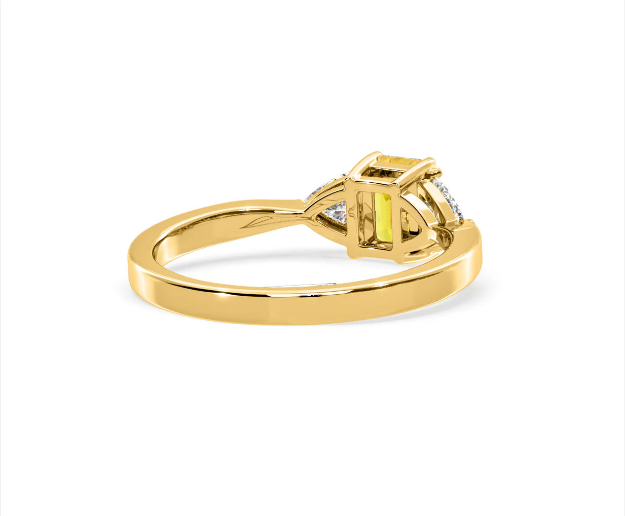 Aurora Yellow Lab Diamond Emerald Cut and Trillion 1.00ct Ring in 18K Yellow Gold - Elara Collection - Image 53