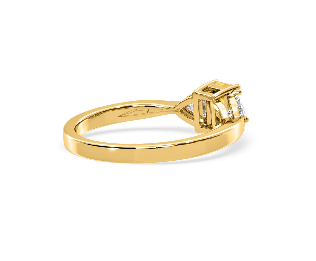 Aurora Yellow Lab Diamond Emerald Cut and Trillion 1.00ct Ring in 18K Yellow Gold - Elara Collection - Image 57