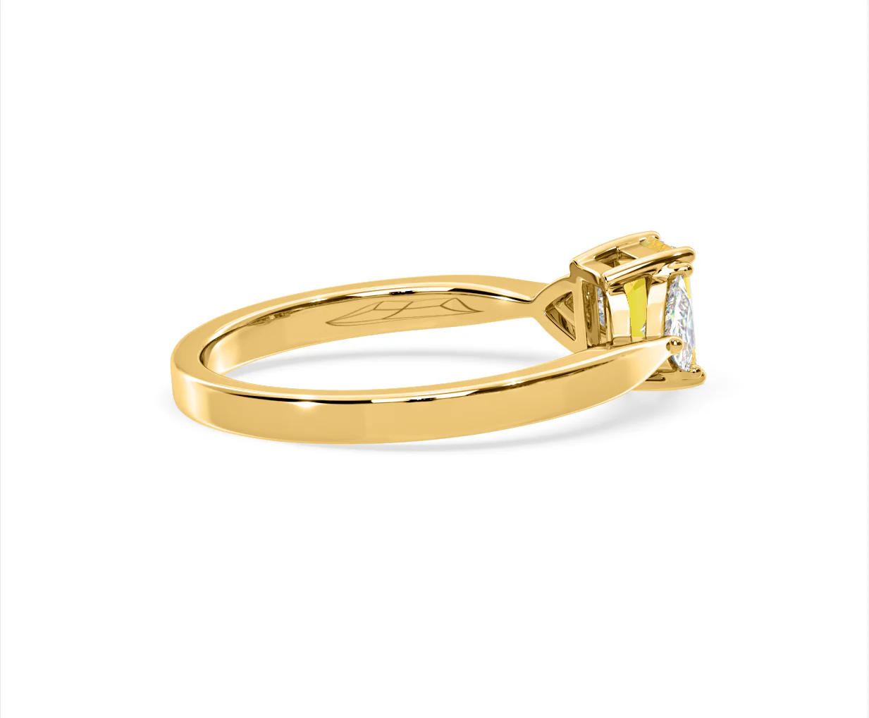 Aurora Yellow Lab Diamond Emerald Cut and Trillion 1.00ct Ring in 18K Yellow Gold - Elara Collection - Image 61