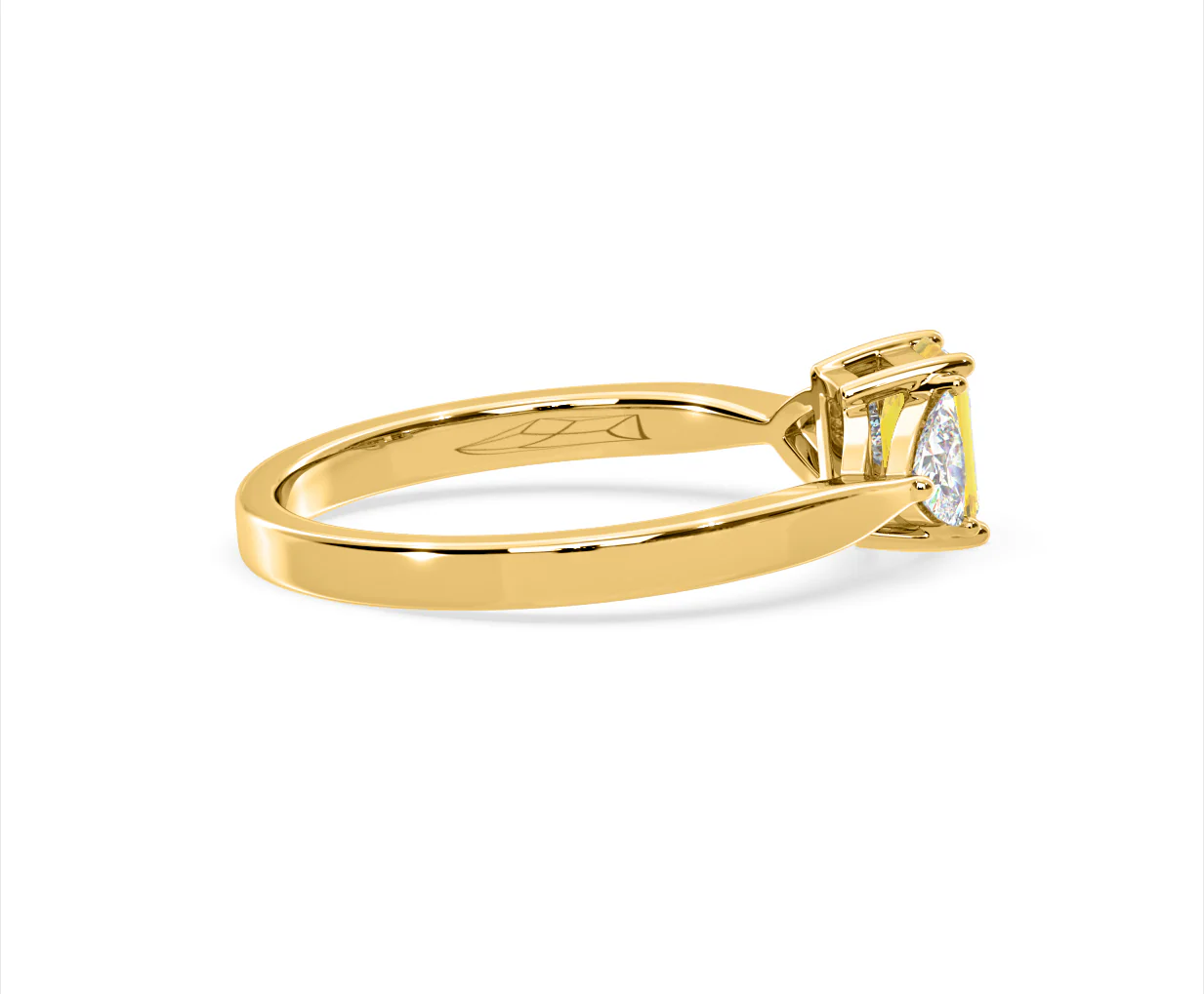 Aurora Yellow Lab Diamond Emerald Cut and Trillion 1.00ct Ring in 18K Yellow Gold - Elara Collection - Image 63