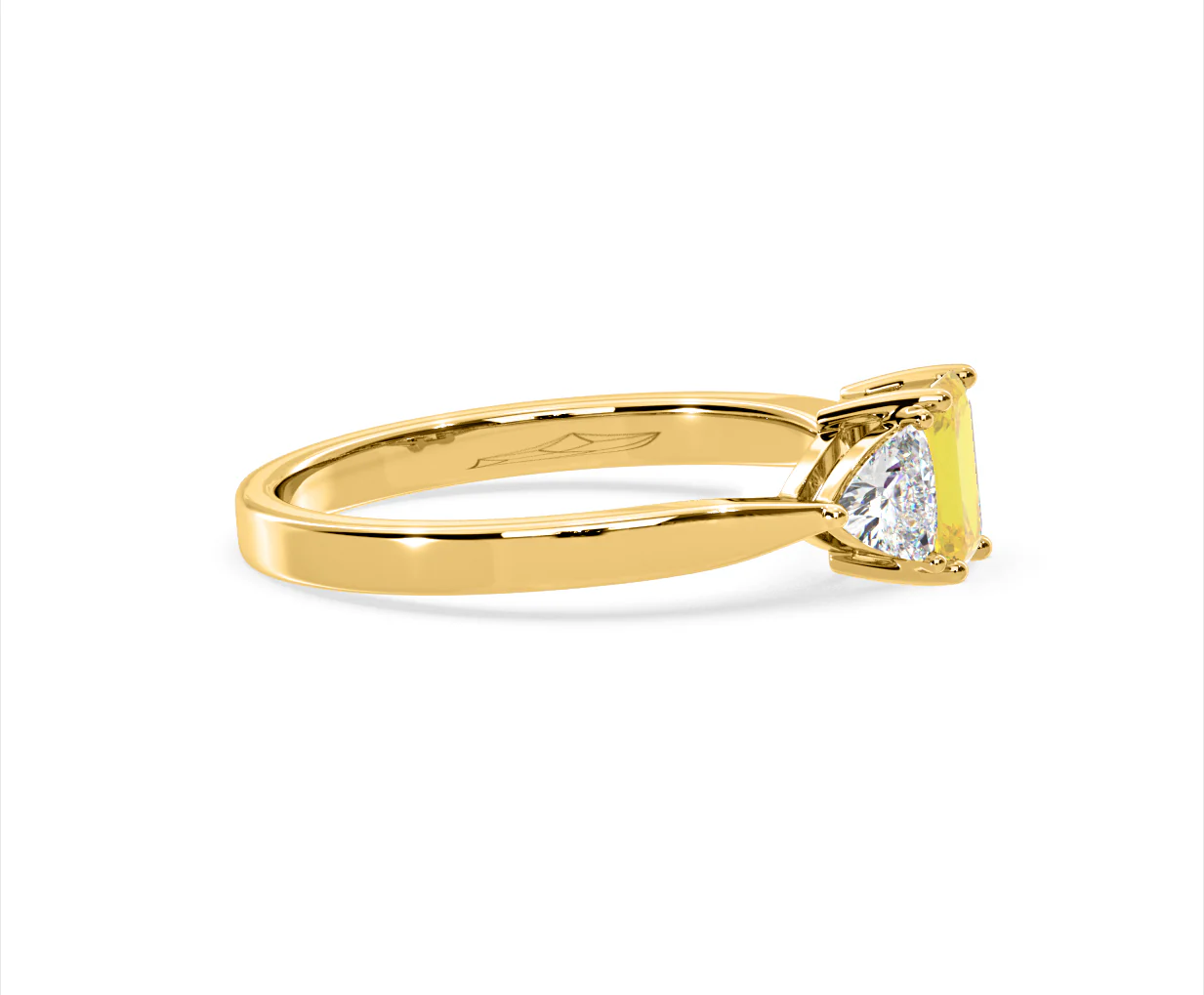 Aurora Yellow Lab Diamond Emerald Cut and Trillion 1.00ct Ring in 18K Yellow Gold - Elara Collection - Image 69