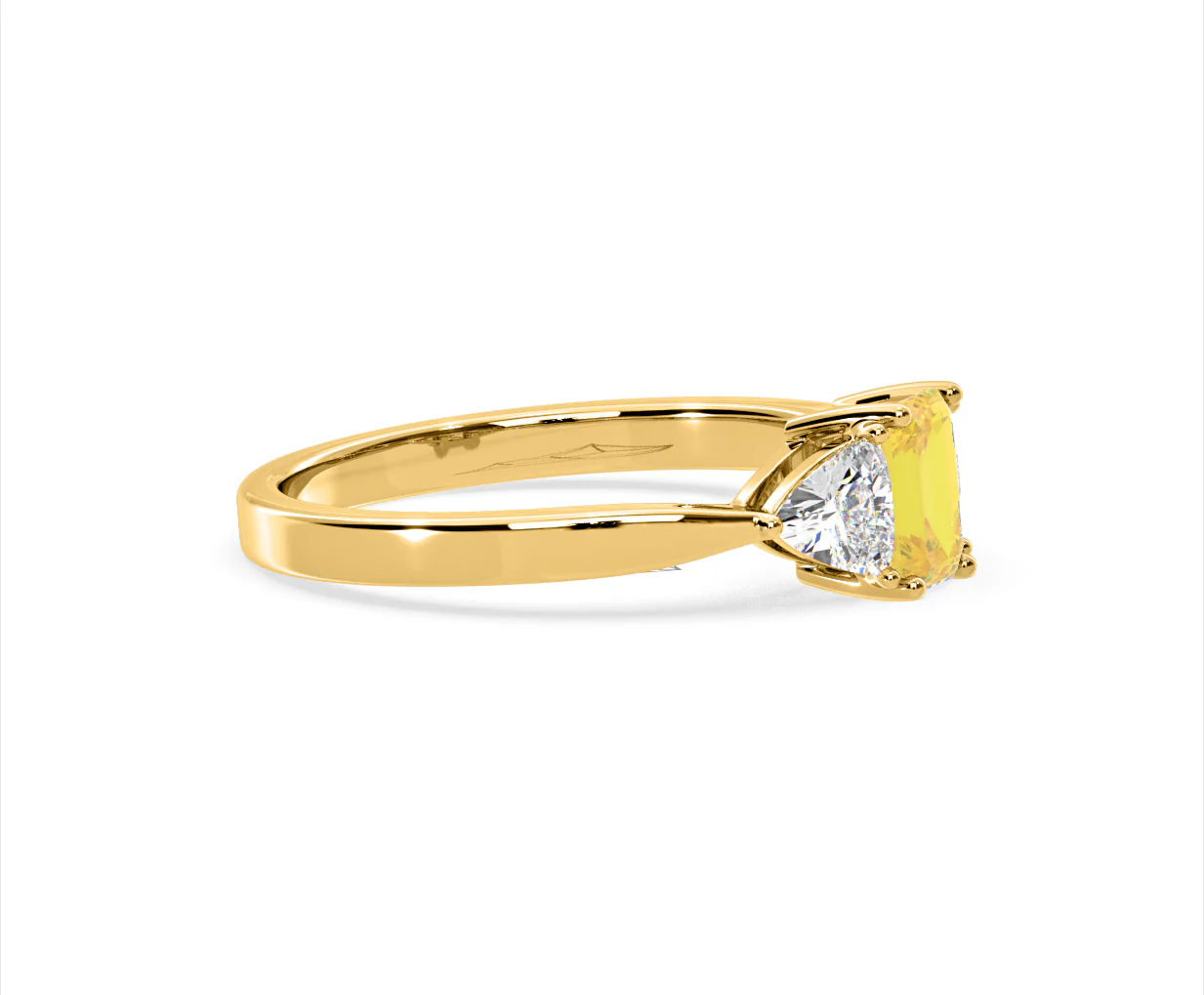 Aurora Yellow Lab Diamond Emerald Cut and Trillion 1.00ct Ring in 18K Yellow Gold - Elara Collection - Image 72