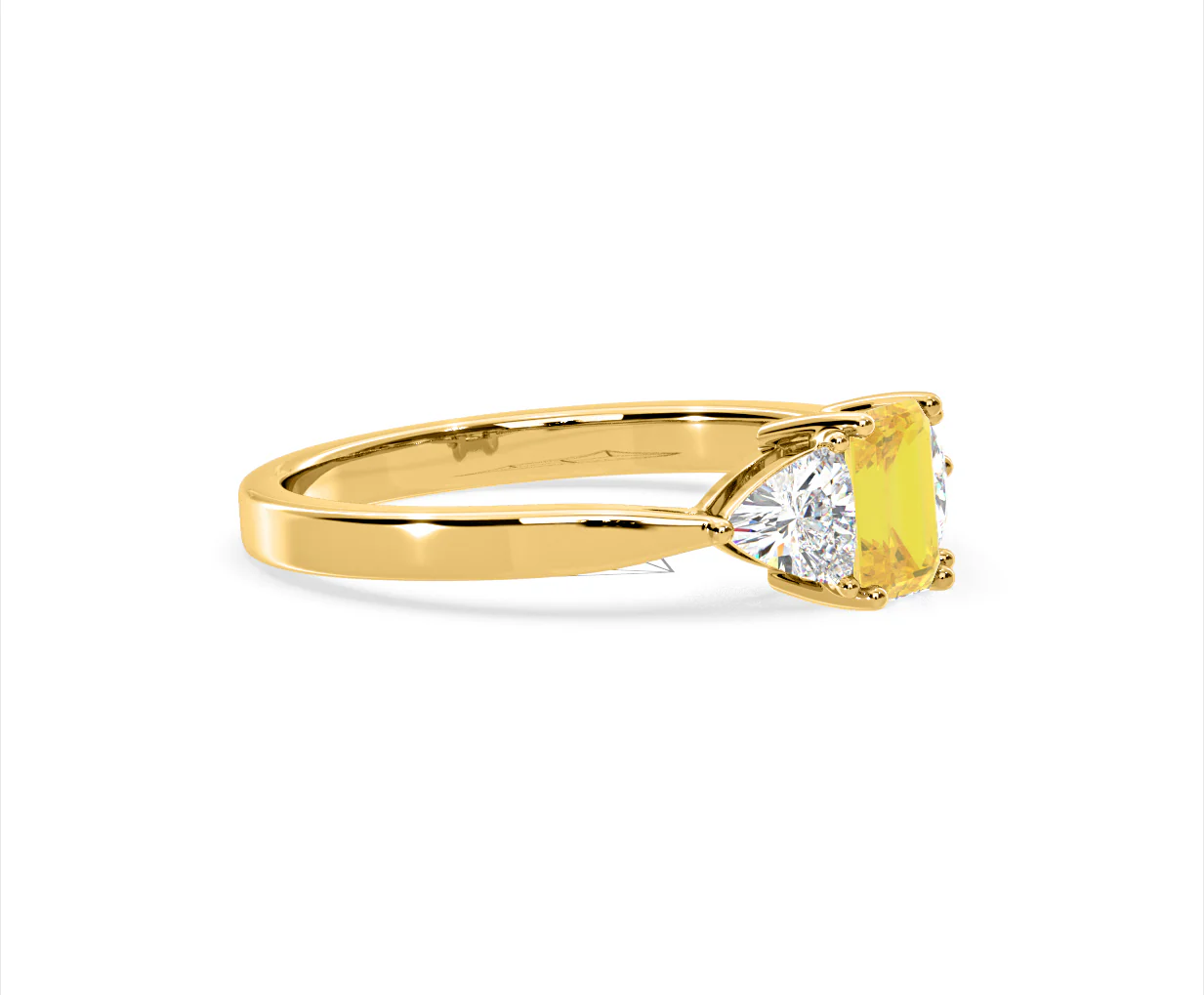 Aurora Yellow Lab Diamond Emerald Cut and Trillion 1.00ct Ring in 18K Yellow Gold - Elara Collection - Image 74