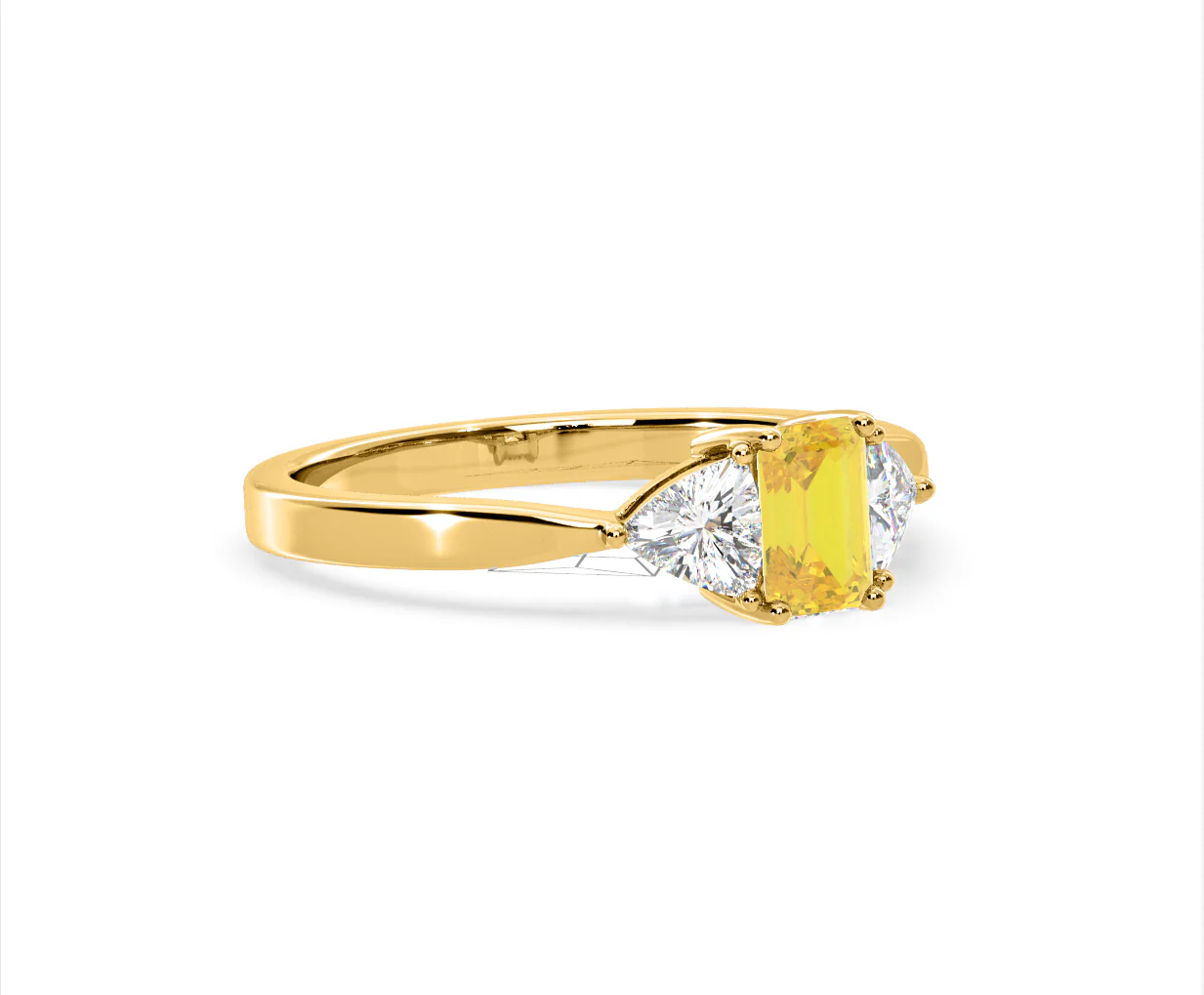 Aurora Yellow Lab Diamond Emerald Cut and Trillion 1.00ct Ring in 18K Yellow Gold - Elara Collection - Image 78