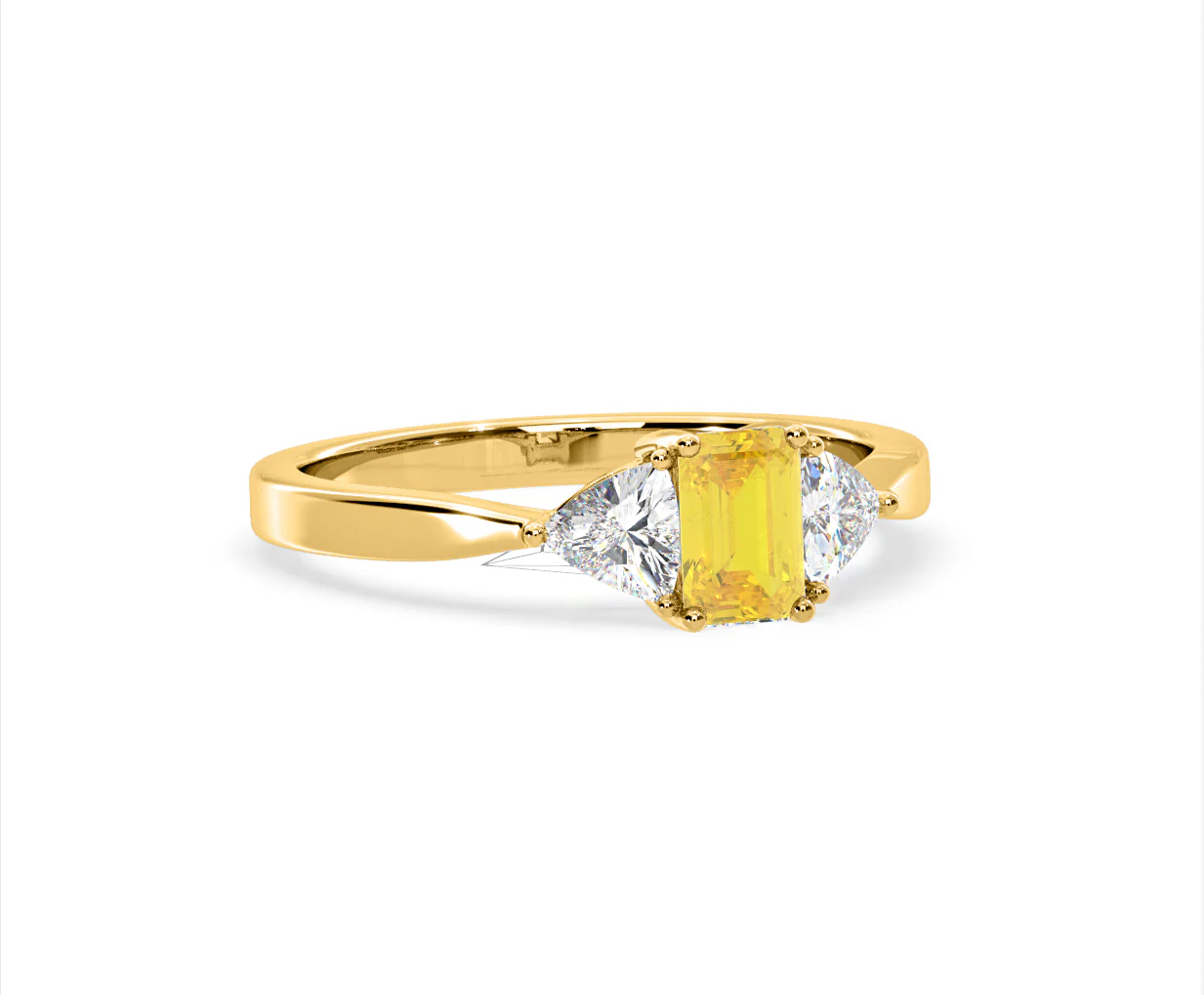 Aurora Yellow Lab Diamond Emerald Cut and Trillion 1.00ct Ring in 18K Yellow Gold - Elara Collection - Image 81
