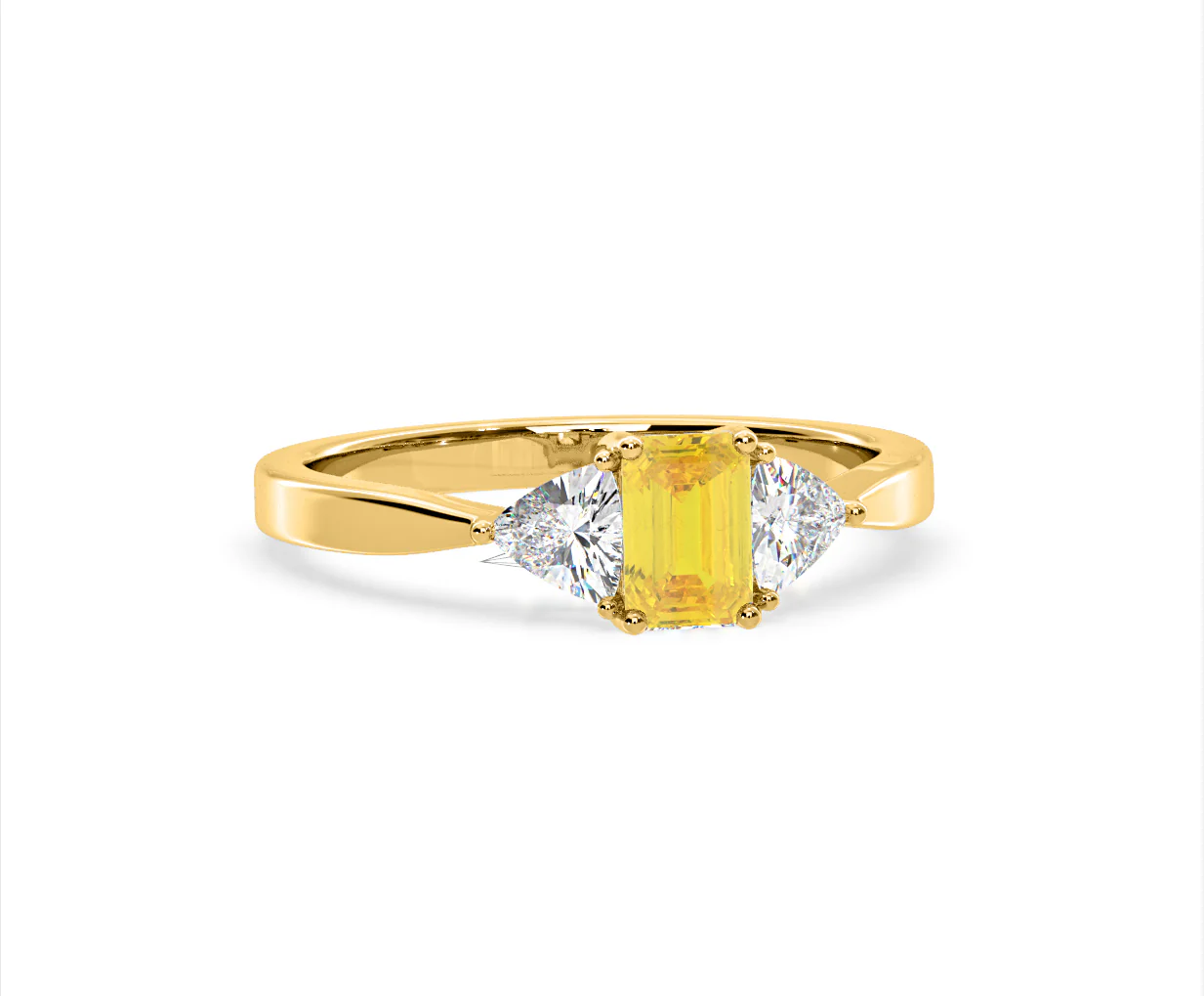 Aurora Yellow Lab Diamond Emerald Cut and Trillion 1.00ct Ring in 18K Yellow Gold - Elara Collection - Image 83