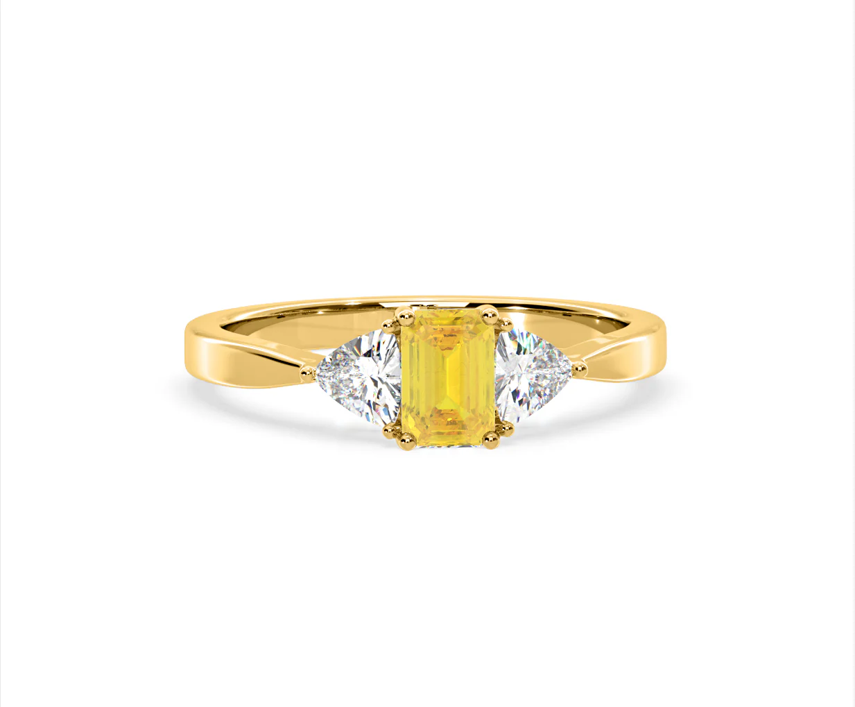 Aurora Yellow Lab Diamond Emerald Cut and Trillion 1.00ct Ring in 18K Yellow Gold - Elara Collection - Image 85