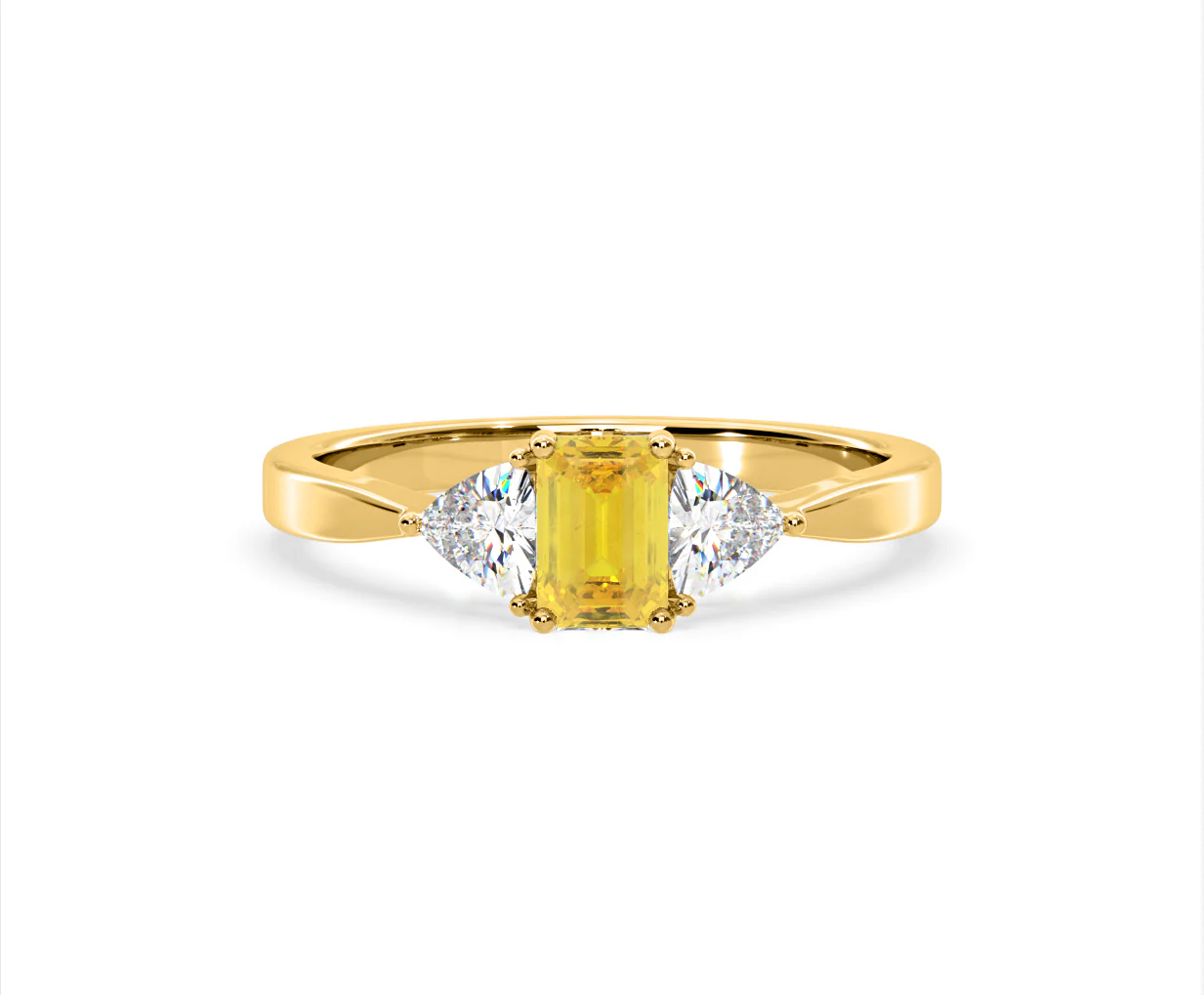 Aurora Yellow Lab Diamond Emerald Cut and Trillion 1.00ct Ring in 18K Yellow Gold - Elara Collection - Image 86