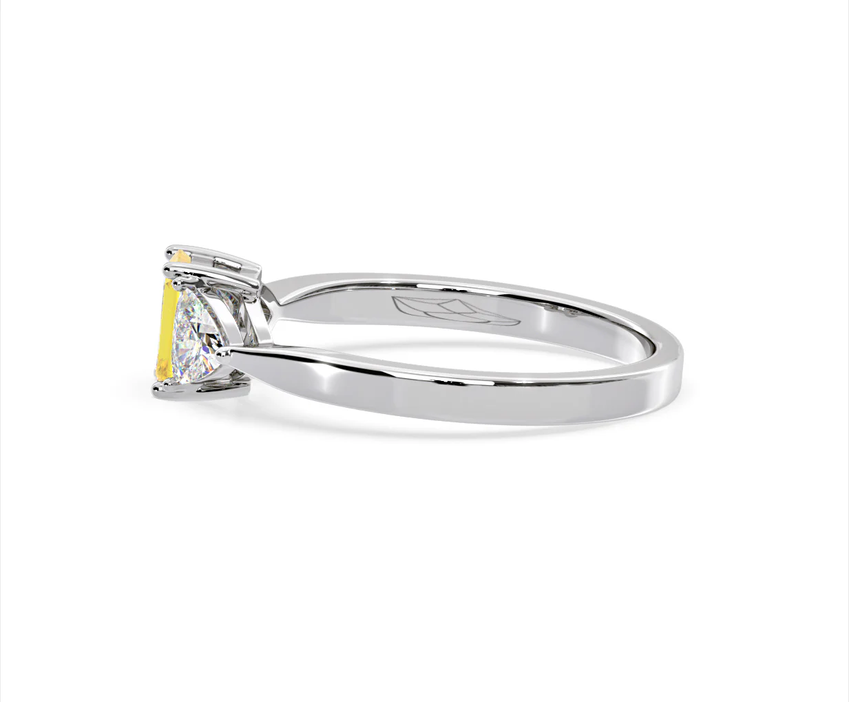 Aurora Yellow Lab Diamond Emerald Cut and Trillion 1.00ct Ring in Platinum - Elara Collection - Image 27
