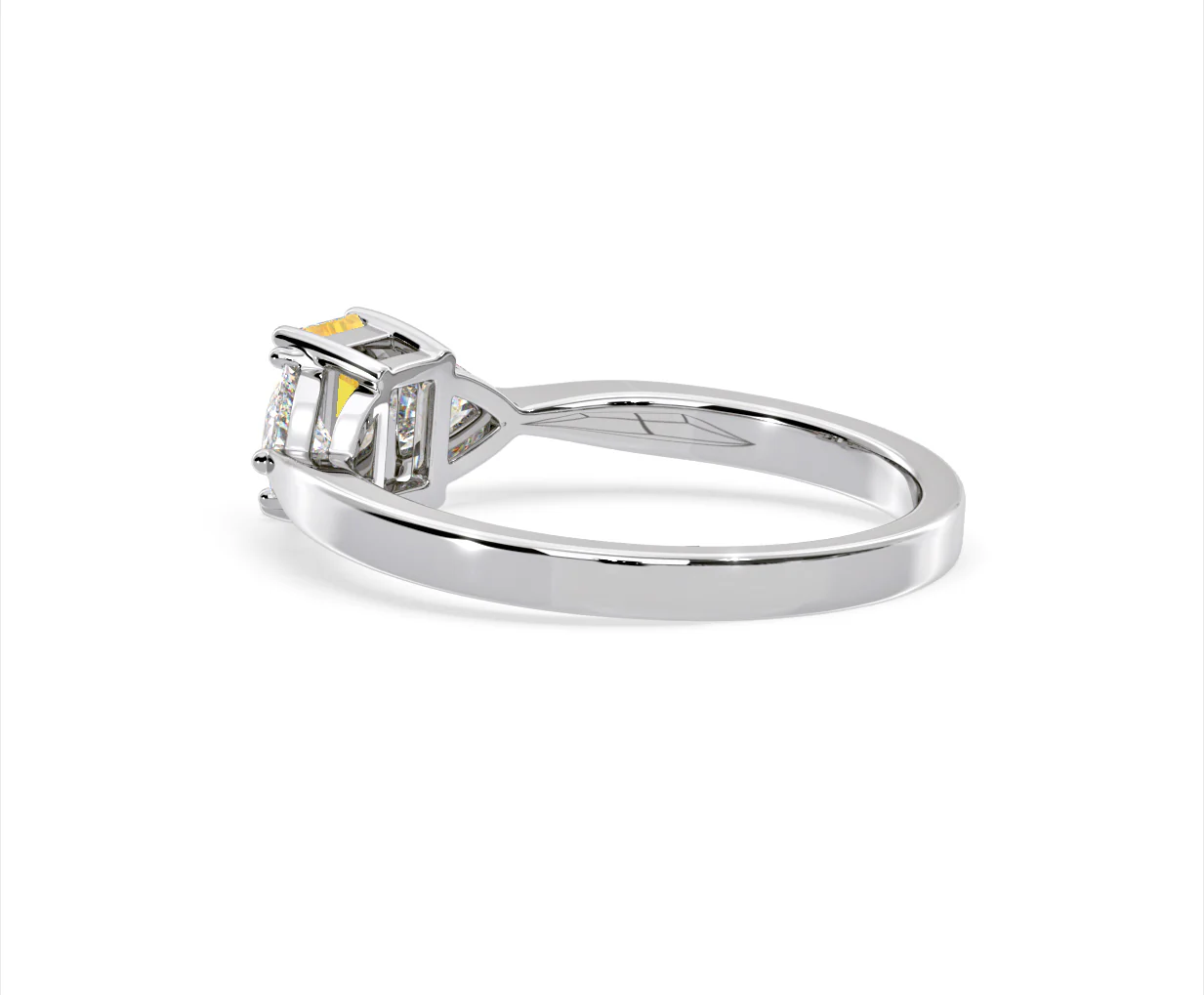 Aurora Yellow Lab Diamond Emerald Cut and Trillion 1.00ct Ring in Platinum - Elara Collection - Image 35