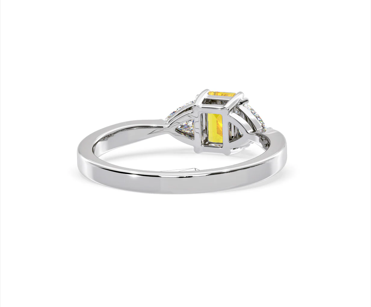 Aurora Yellow Lab Diamond Emerald Cut and Trillion 1.00ct Ring in Platinum - Elara Collection - Image 51