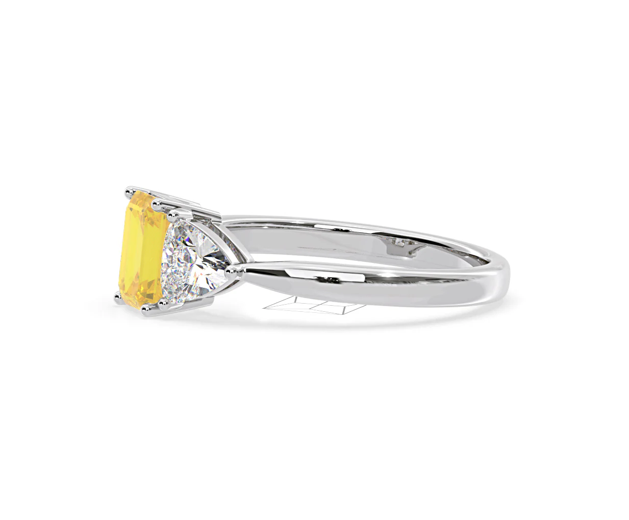 Aurora Yellow Lab Diamond Emerald Cut and Trillion 1.70ct Ring in 18K White Gold - Elara Collection - Image 22