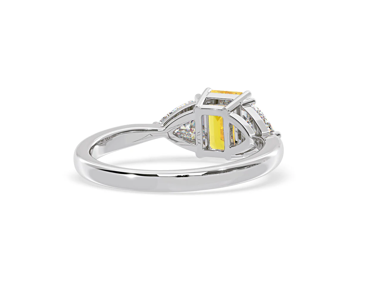 Aurora Yellow Lab Diamond Emerald Cut and Trillion 1.70ct Ring in 18K White Gold - Elara Collection - Image 52