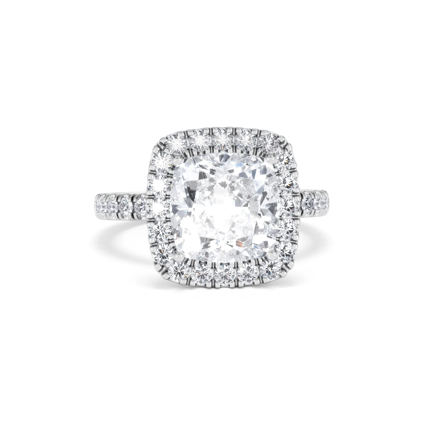 Beatrice 3.55ct Lab Diamond Cushion Cut Engagement Ring in 18K White Gold G/VS1 - Image 10