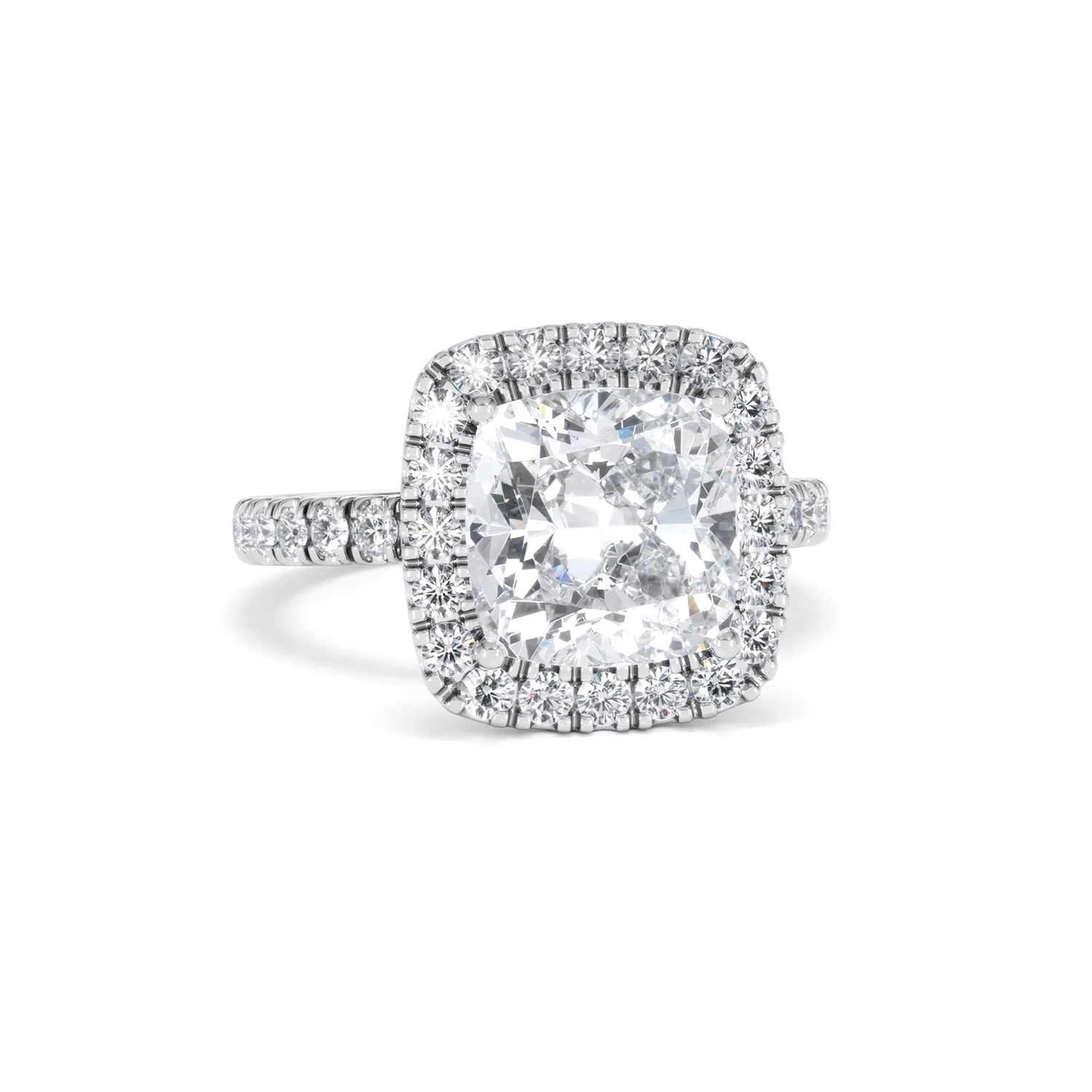 Beatrice 3.55ct Lab Diamond Cushion Cut Engagement Ring in 18K White Gold G/VS1 - Image 11