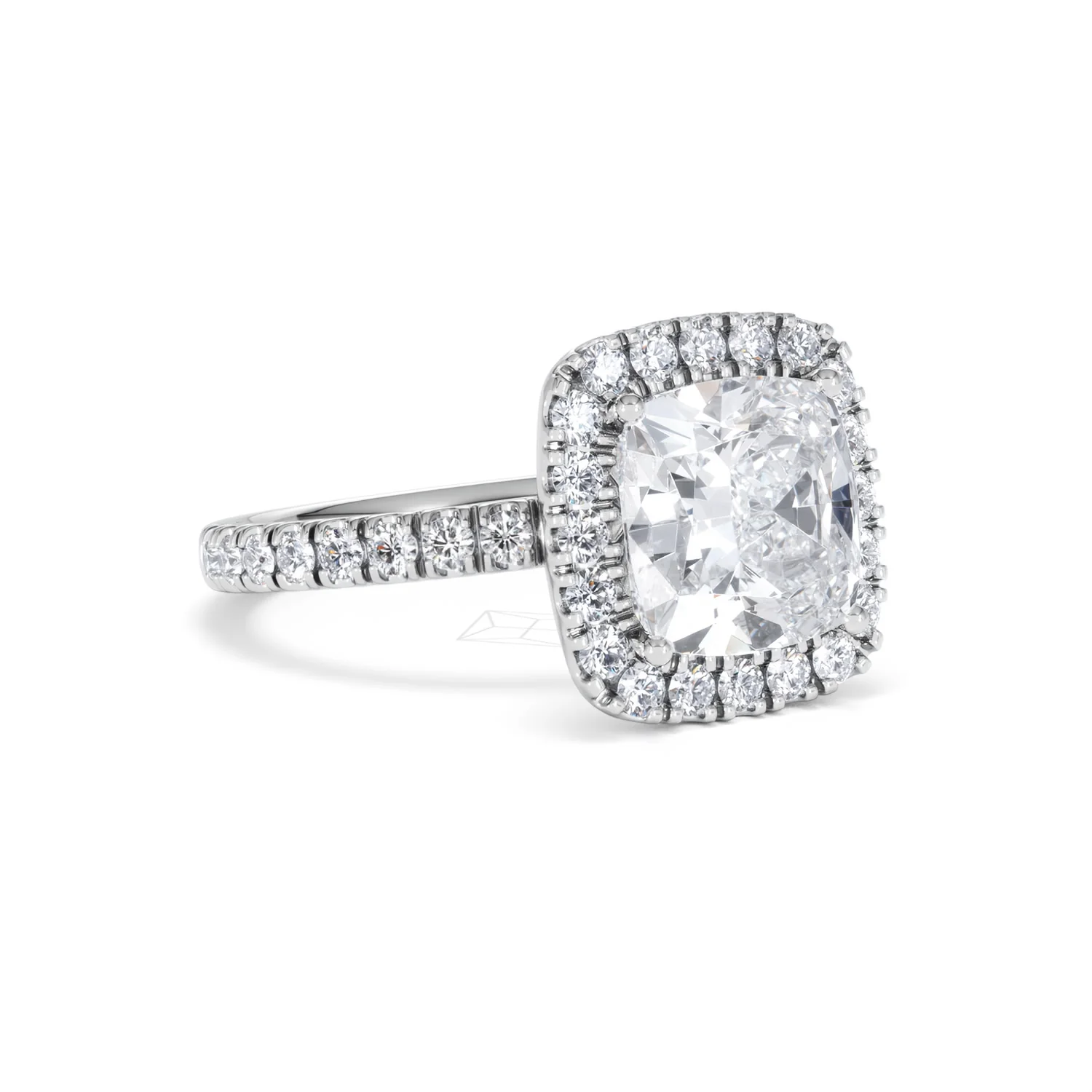 Beatrice 3.55ct Lab Diamond Cushion Cut Engagement Ring in 18K White Gold G/VS1 - Image 16