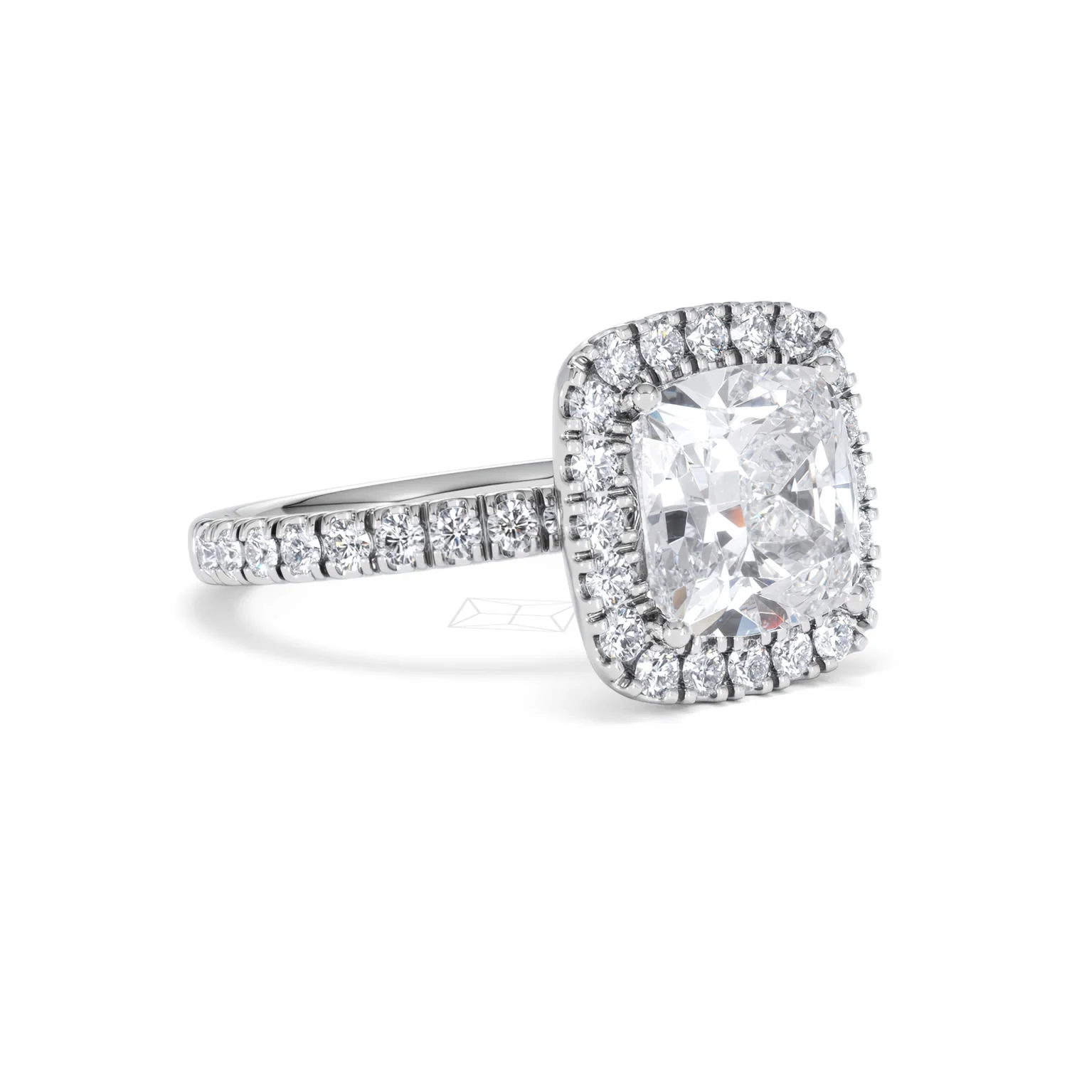 Beatrice 3.55ct Lab Diamond Cushion Cut Engagement Ring in 18K White Gold G/VS1 - Image 17