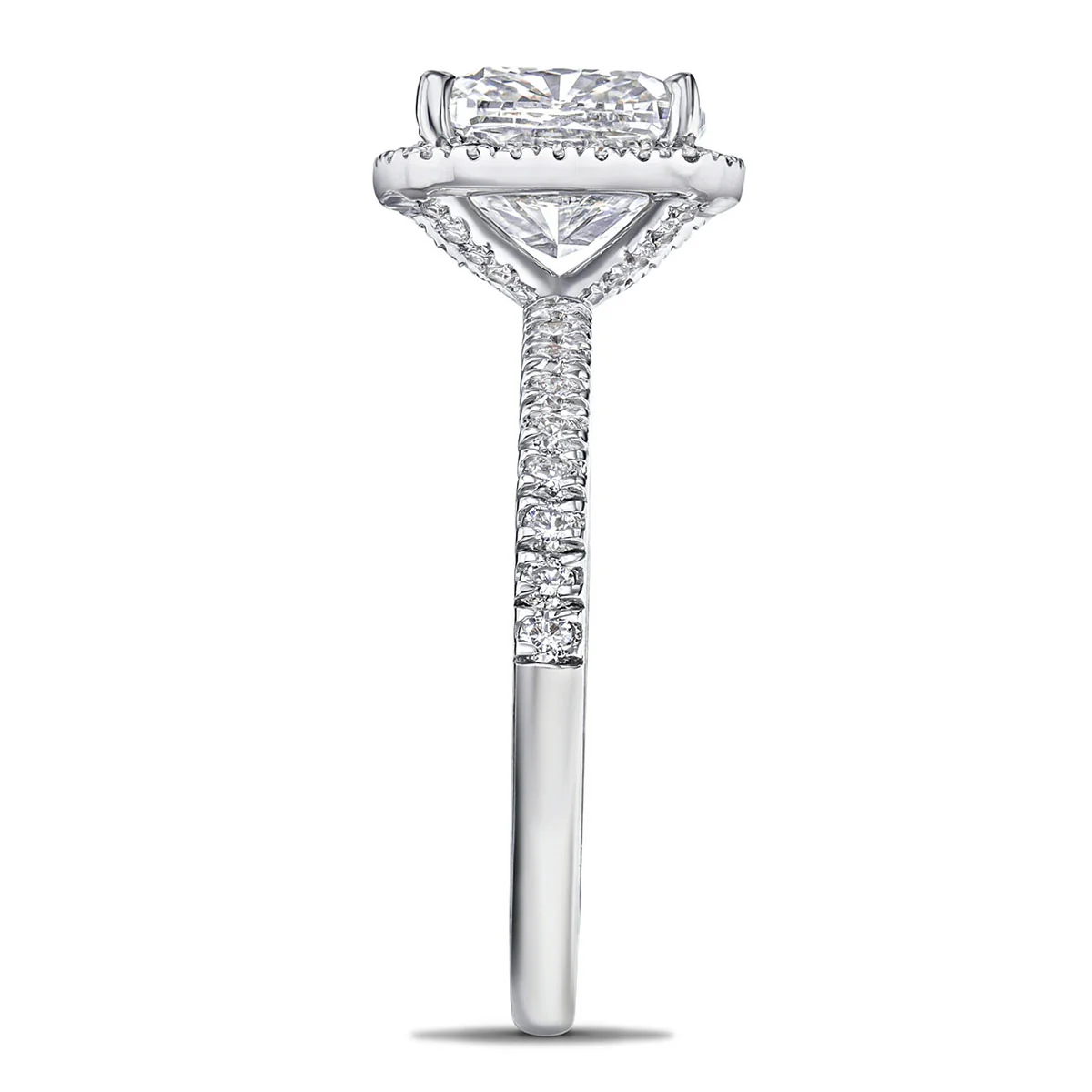 Beatrice 3.55ct Lab Diamond Cushion Cut Engagement Ring in 18K White Gold G/VS1 - Image 7