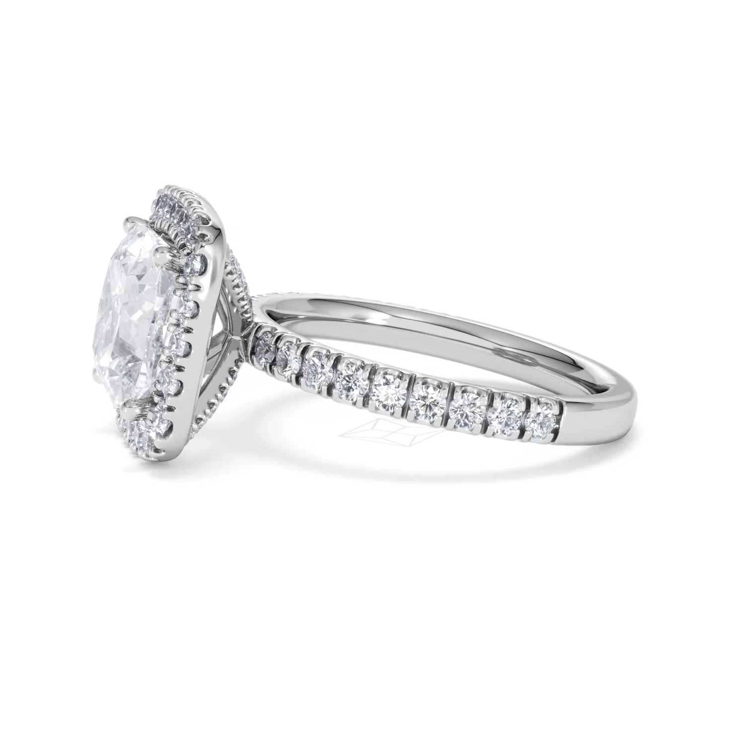 Beatrice 3.55ct Lab Diamond Cushion Cut Engagement Ring in 18K White Gold G/VS1 - Image 72