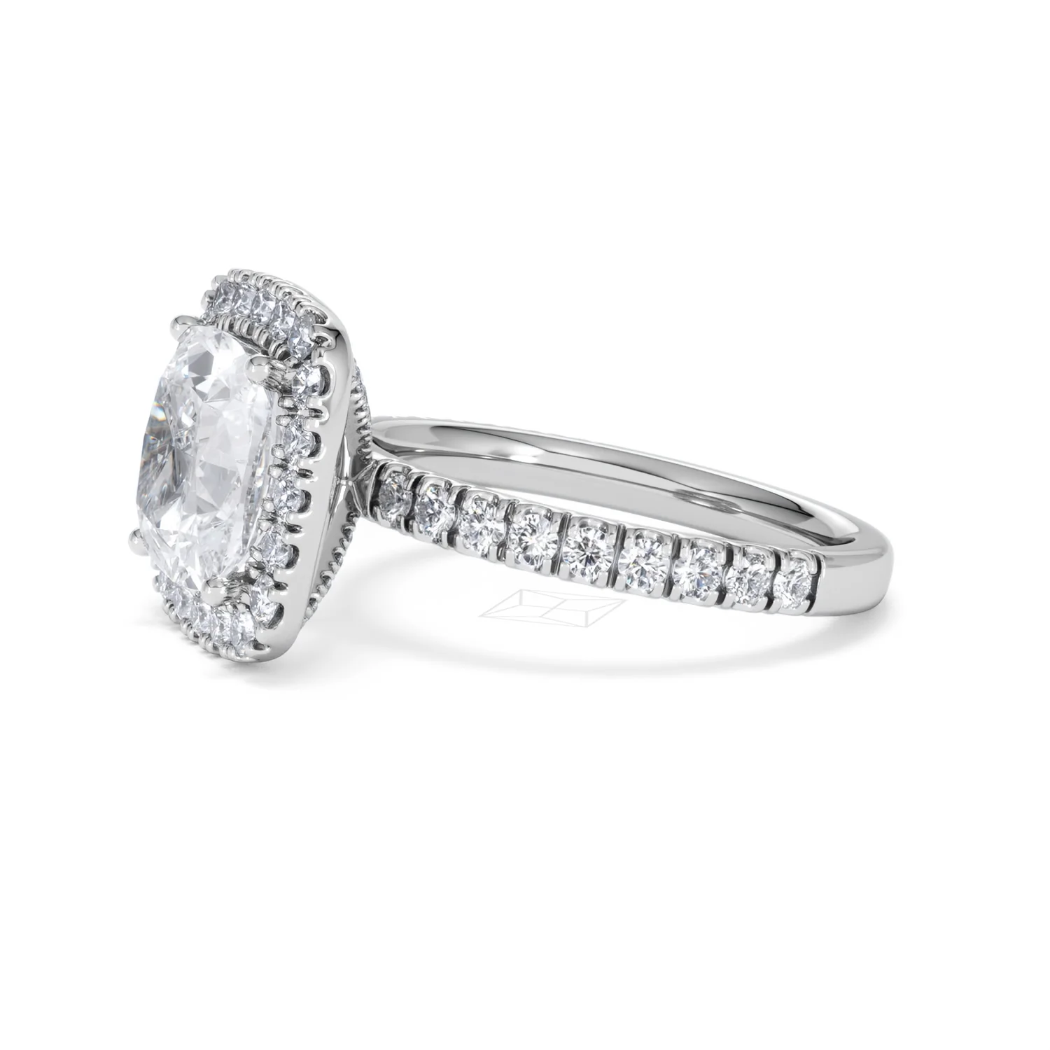Beatrice 3.55ct Lab Diamond Cushion Cut Engagement Ring in 18K White Gold G/VS1 - Image 74