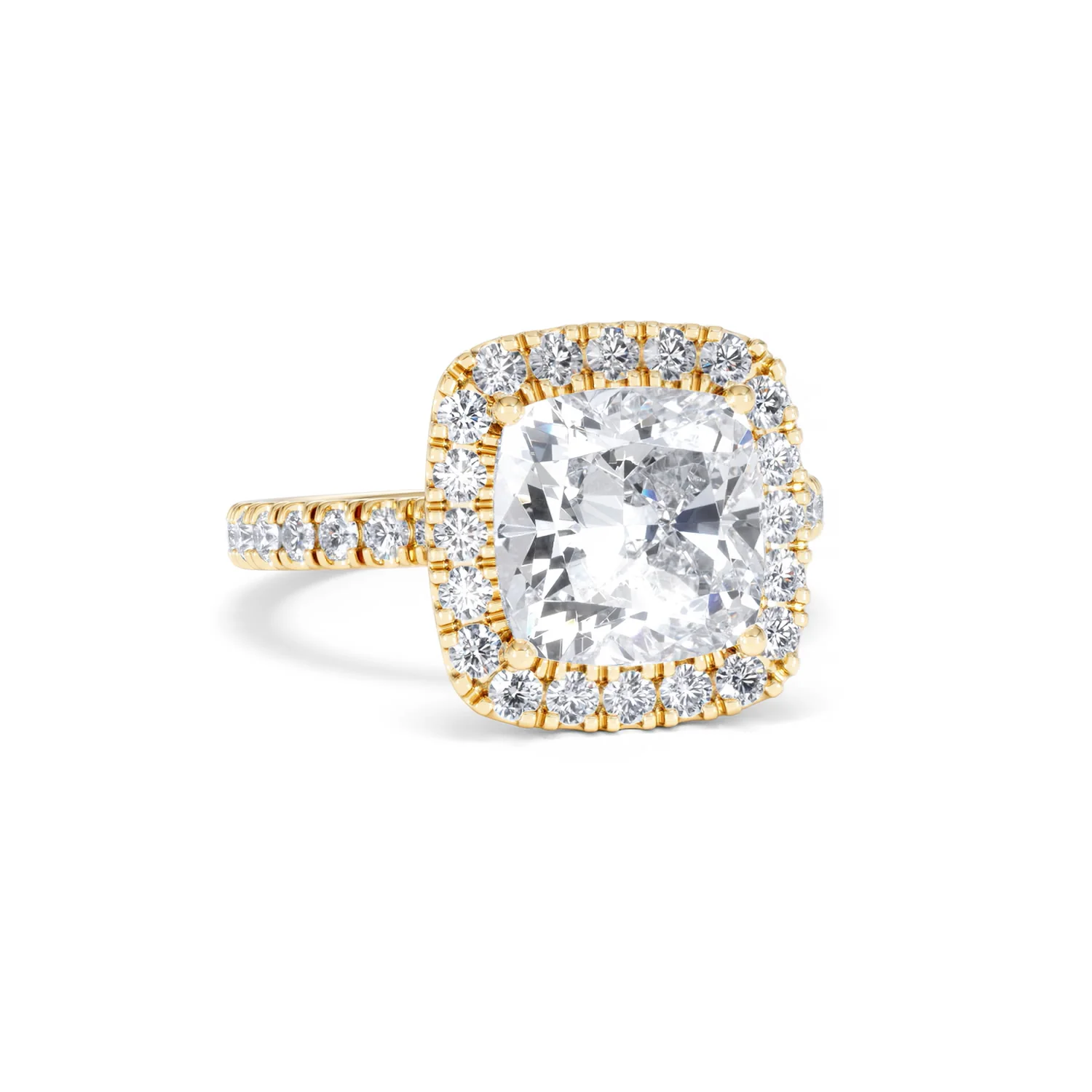 Beatrice 3.55ct Lab Diamond Cushion Cut Engagement Ring in 18K Yellow Gold G/VS1 - Image 13