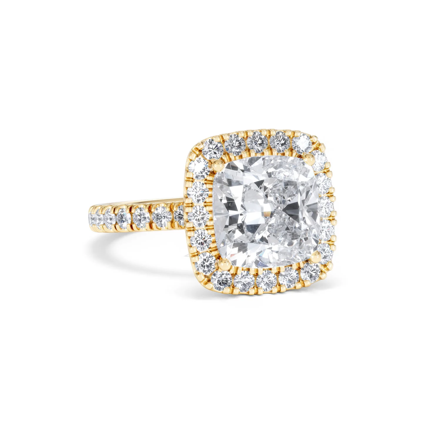 Beatrice 3.55ct Lab Diamond Cushion Cut Engagement Ring in 18K Yellow Gold G/VS1 - Image 14