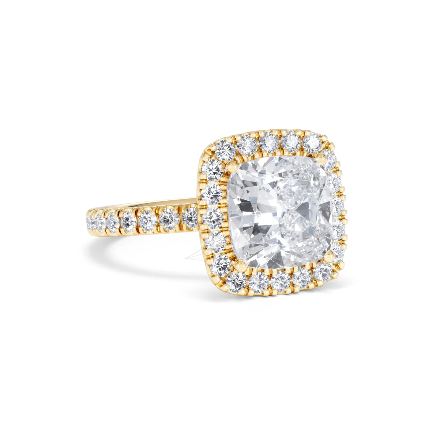 Beatrice 3.55ct Lab Diamond Cushion Cut Engagement Ring in 18K Yellow Gold G/VS1 - Image 15