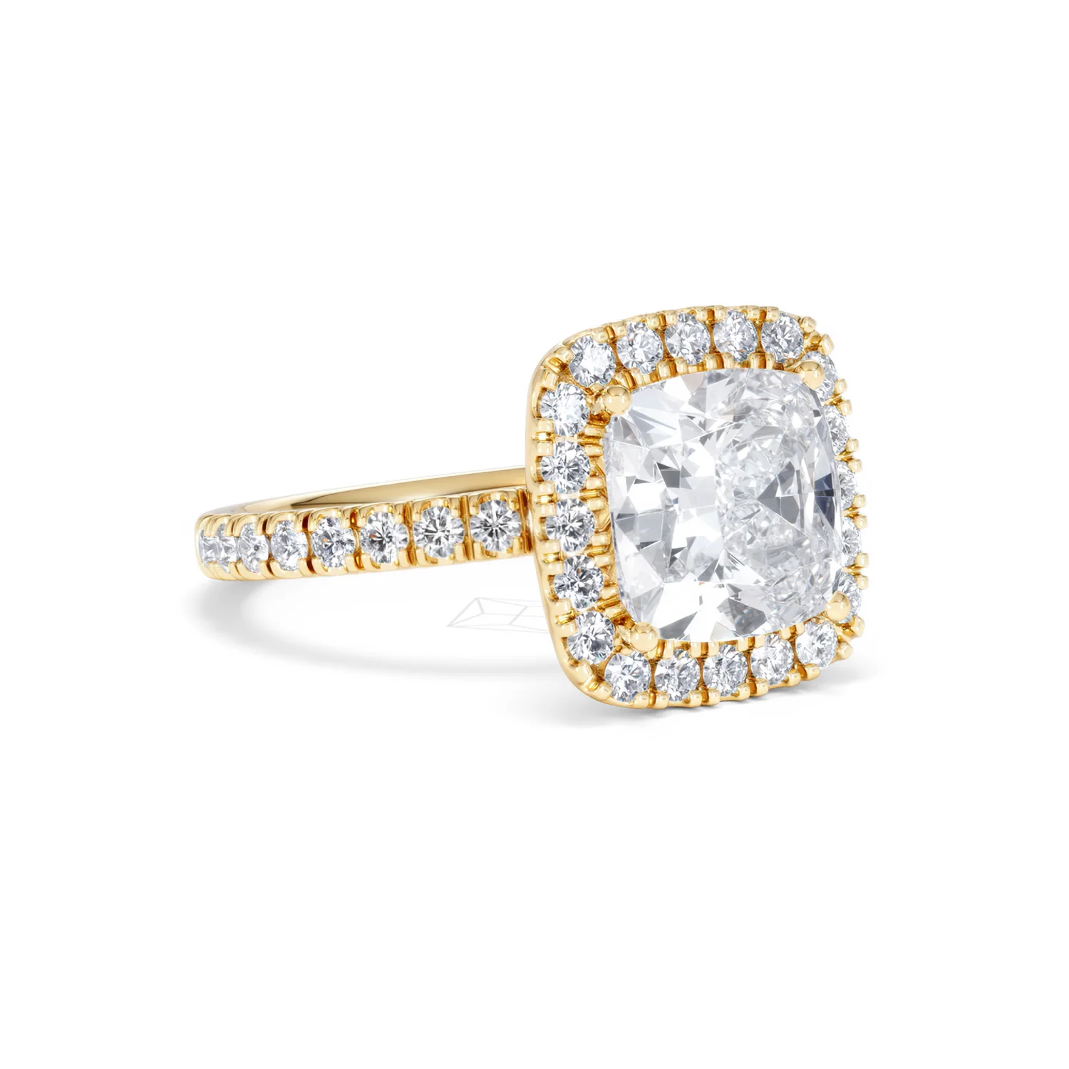 Beatrice 3.55ct Lab Diamond Cushion Cut Engagement Ring in 18K Yellow Gold G/VS1 - Image 17