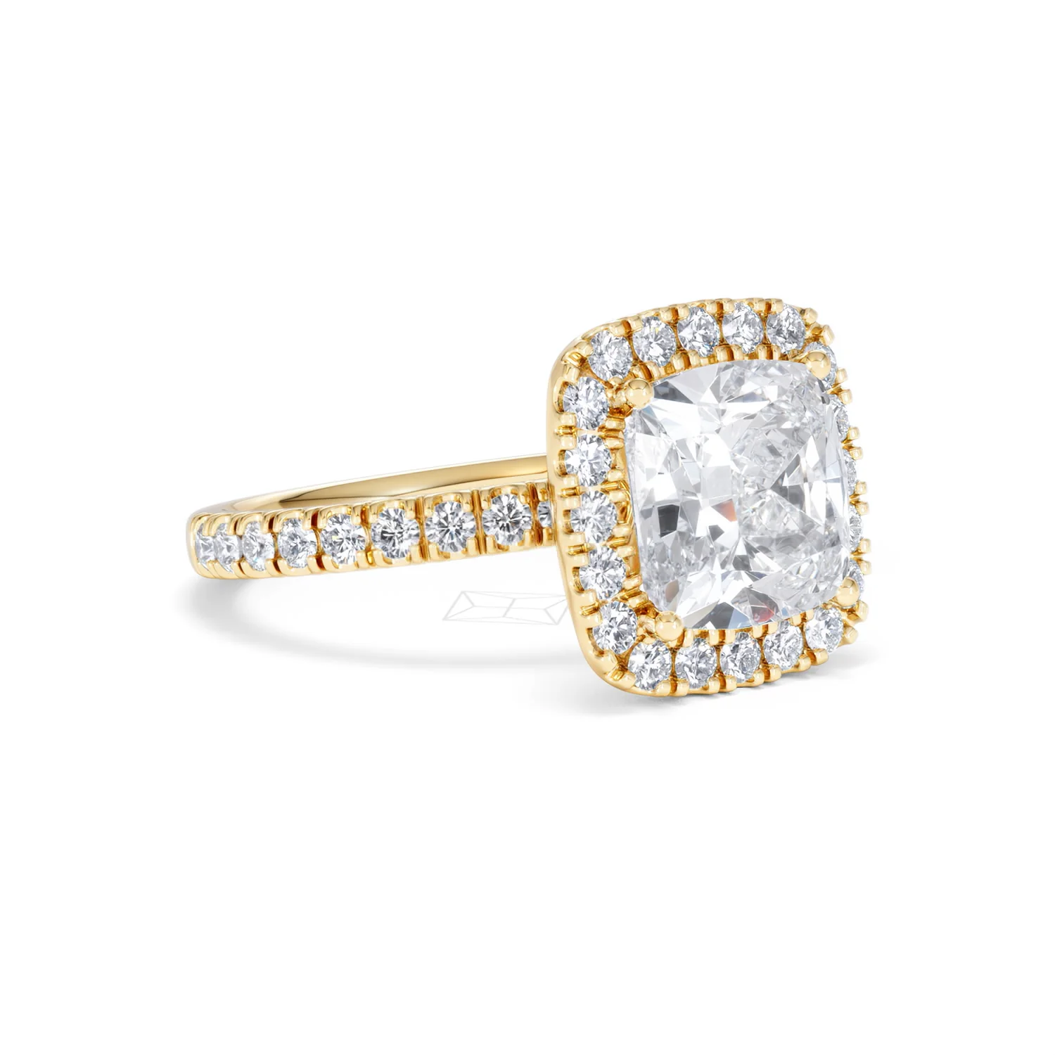 Beatrice 3.55ct Lab Diamond Cushion Cut Engagement Ring in 18K Yellow Gold G/VS1 - Image 18
