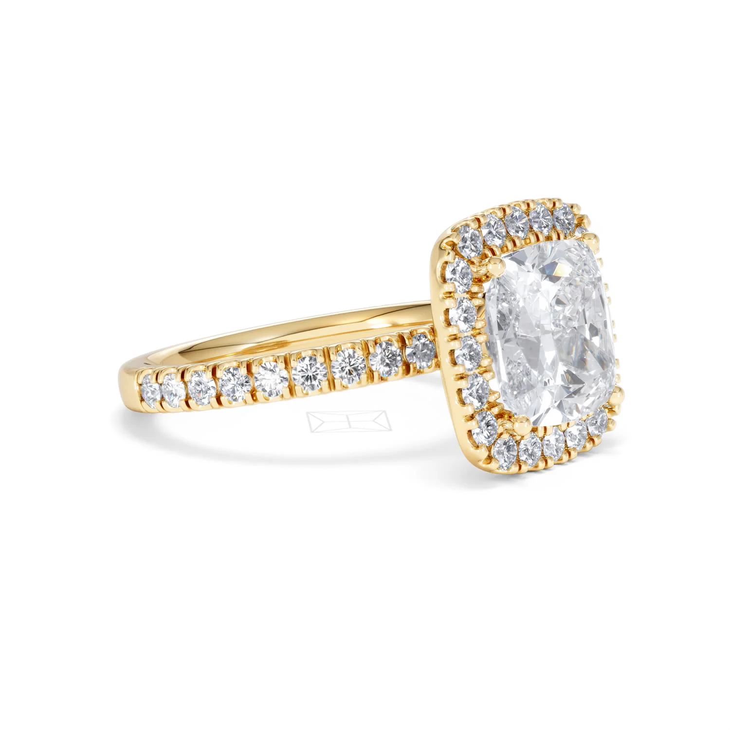 Beatrice 3.55ct Lab Diamond Cushion Cut Engagement Ring in 18K Yellow Gold G/VS1 - Image 21