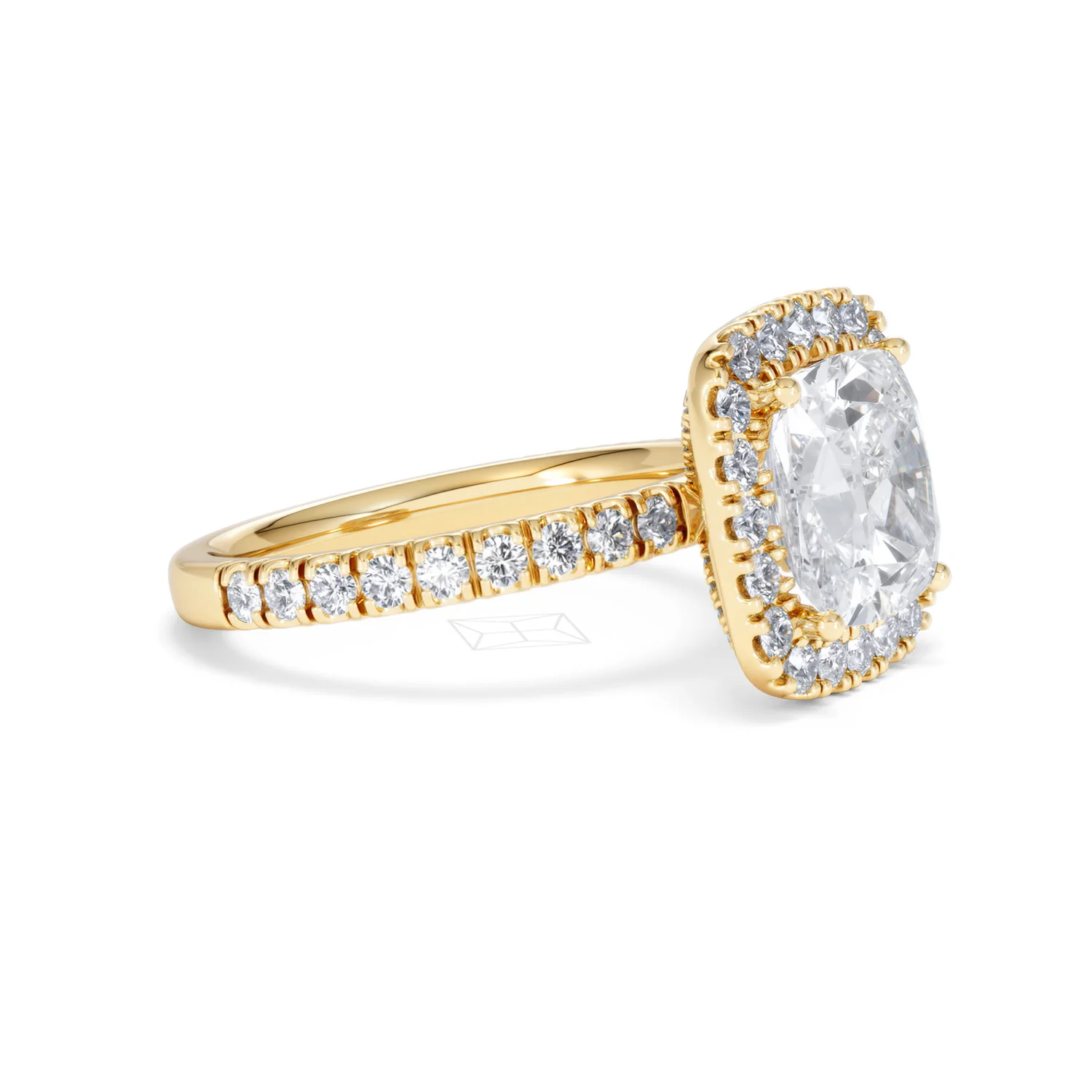 Beatrice 3.55ct Lab Diamond Cushion Cut Engagement Ring in 18K Yellow Gold G/VS1 - Image 23