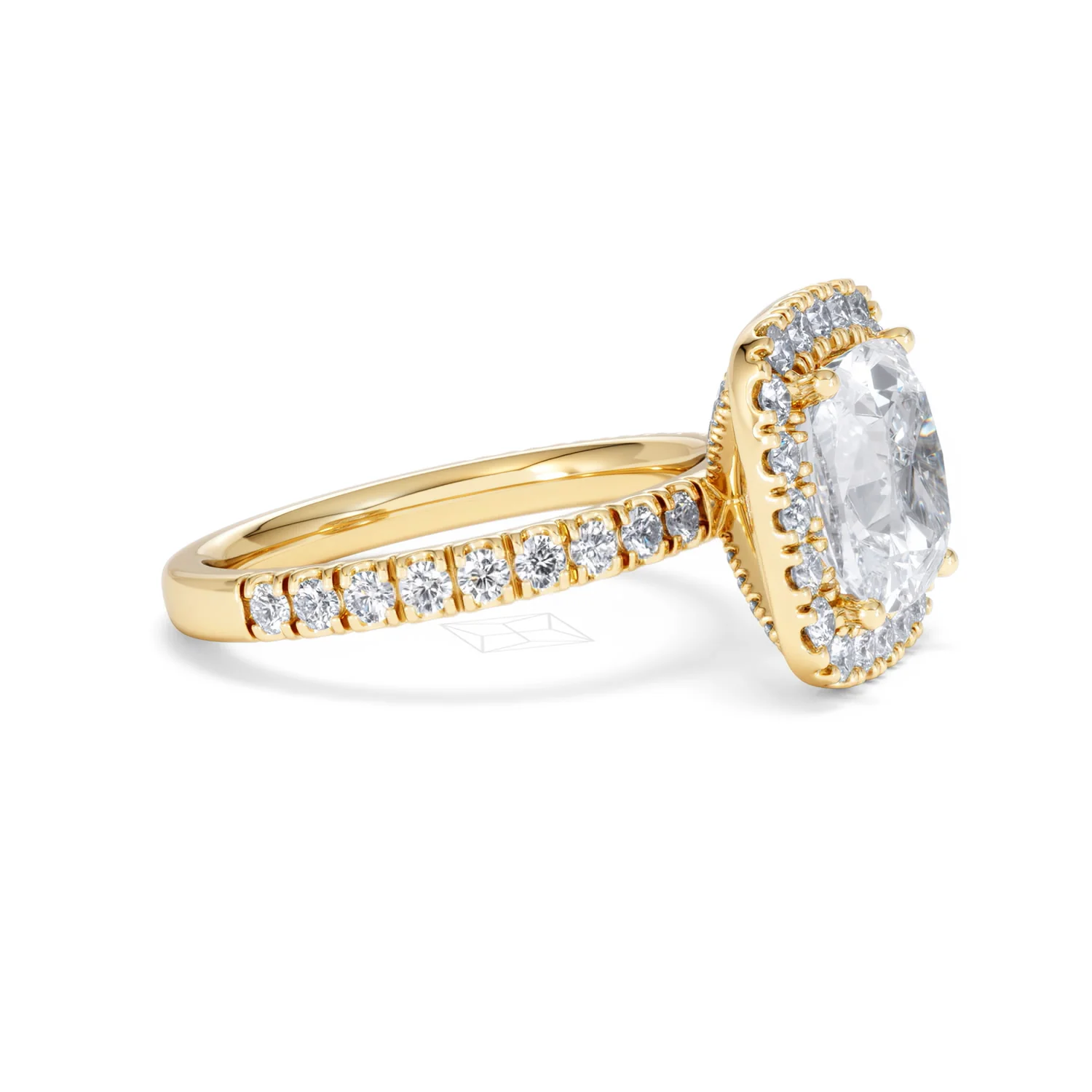 Beatrice 3.55ct Lab Diamond Cushion Cut Engagement Ring in 18K Yellow Gold G/VS1 - Image 25