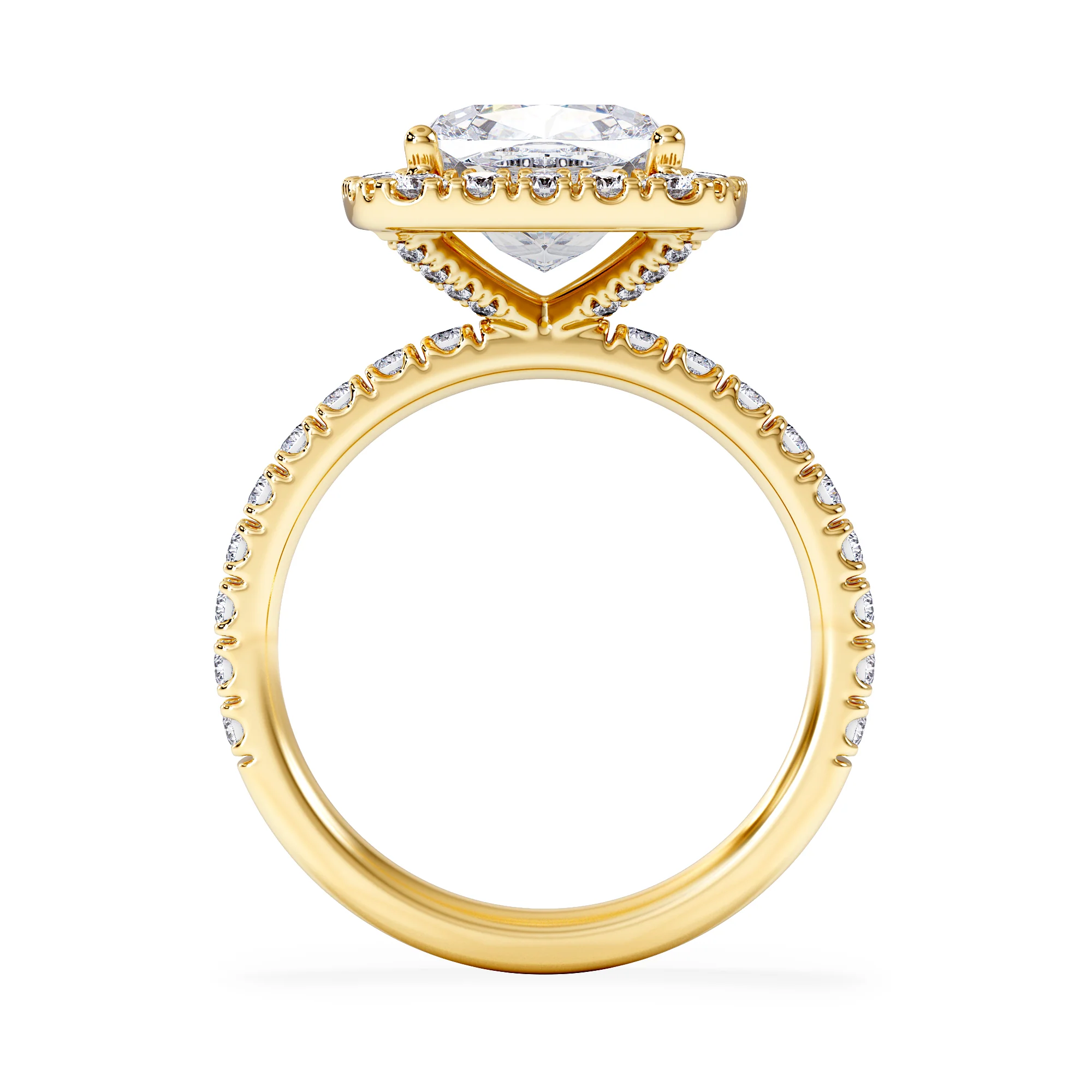 Beatrice 3.55ct Lab Diamond Cushion Cut Engagement Ring in 18K Yellow Gold G/VS1 - Image 3