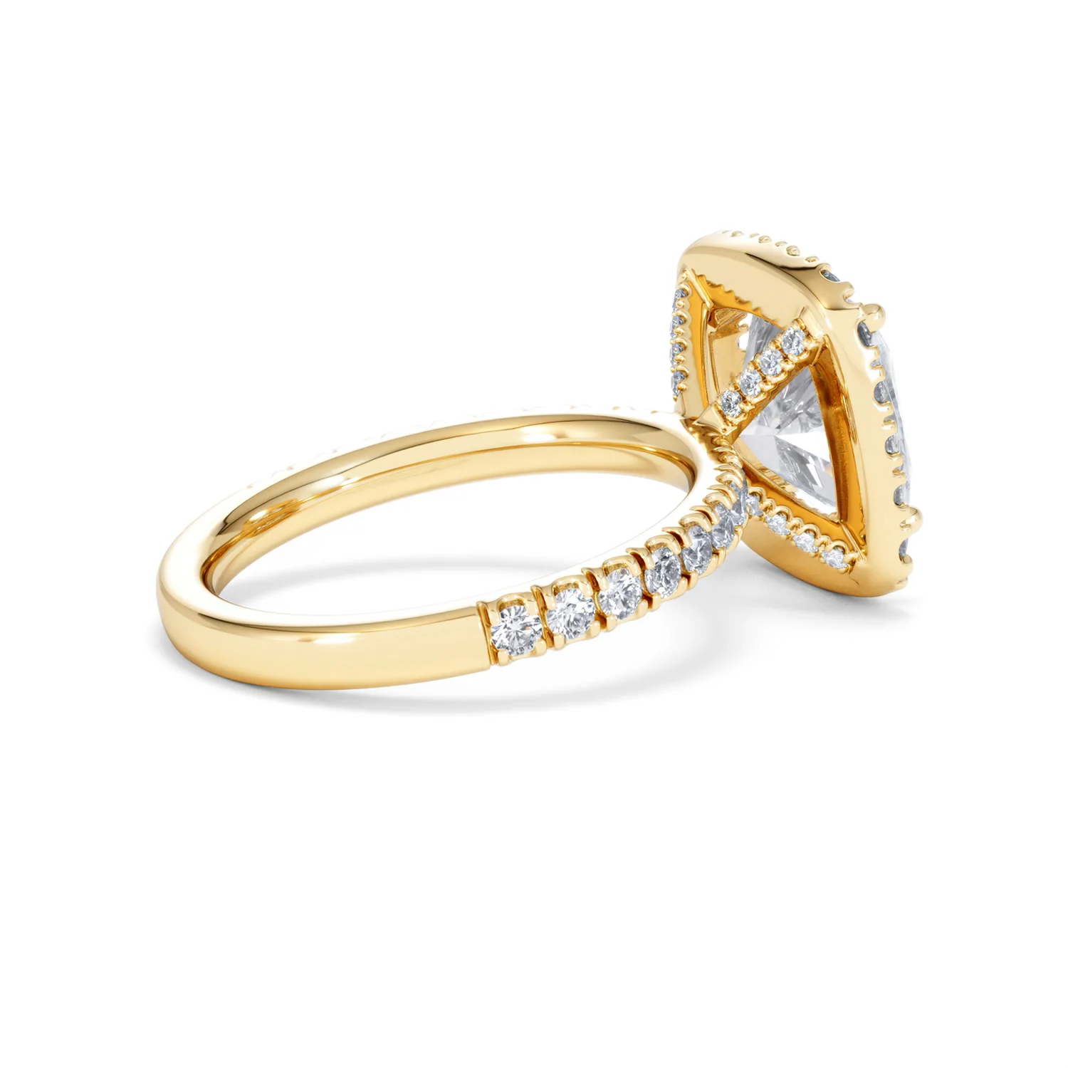 Beatrice 3.55ct Lab Diamond Cushion Cut Engagement Ring in 18K Yellow Gold G/VS1 - Image 36