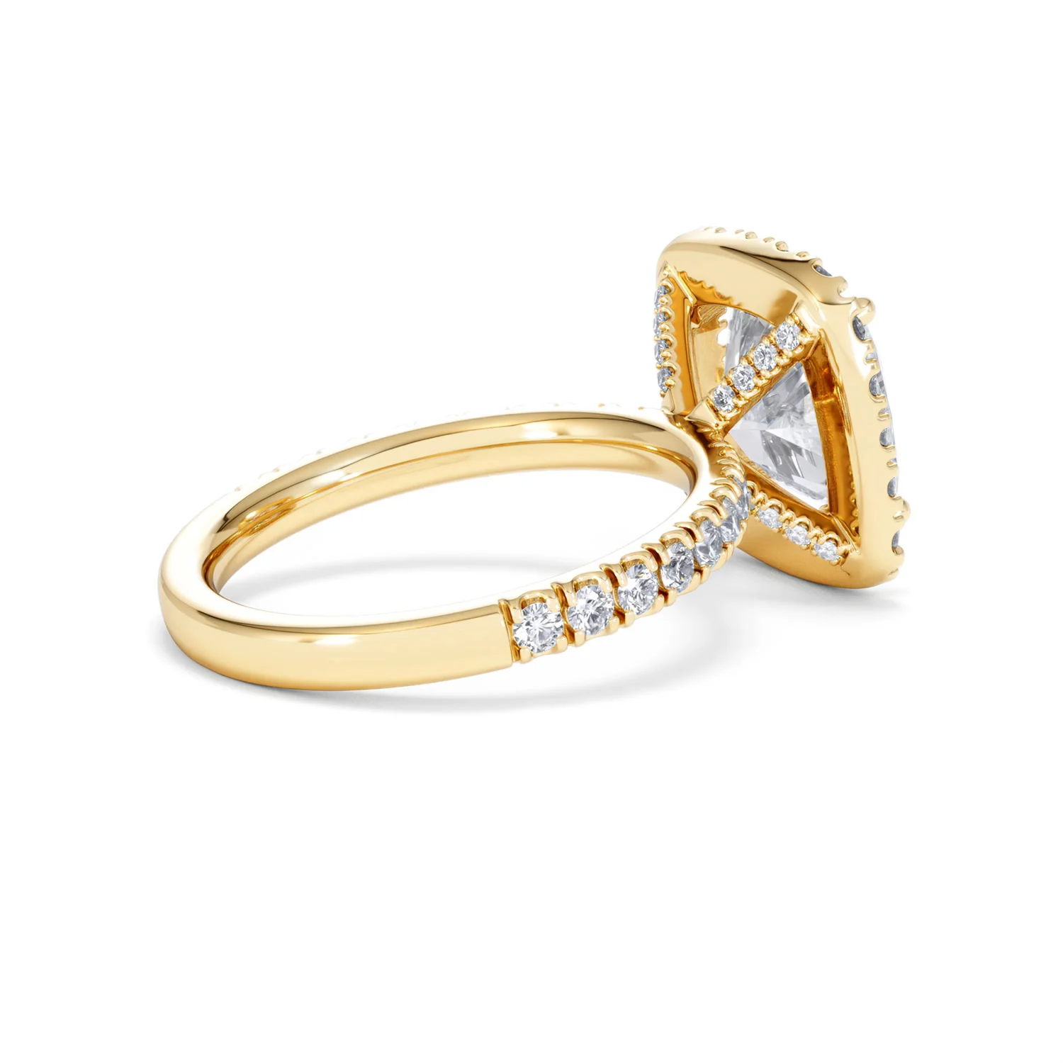 Beatrice 3.55ct Lab Diamond Cushion Cut Engagement Ring in 18K Yellow Gold G/VS1 - Image 37