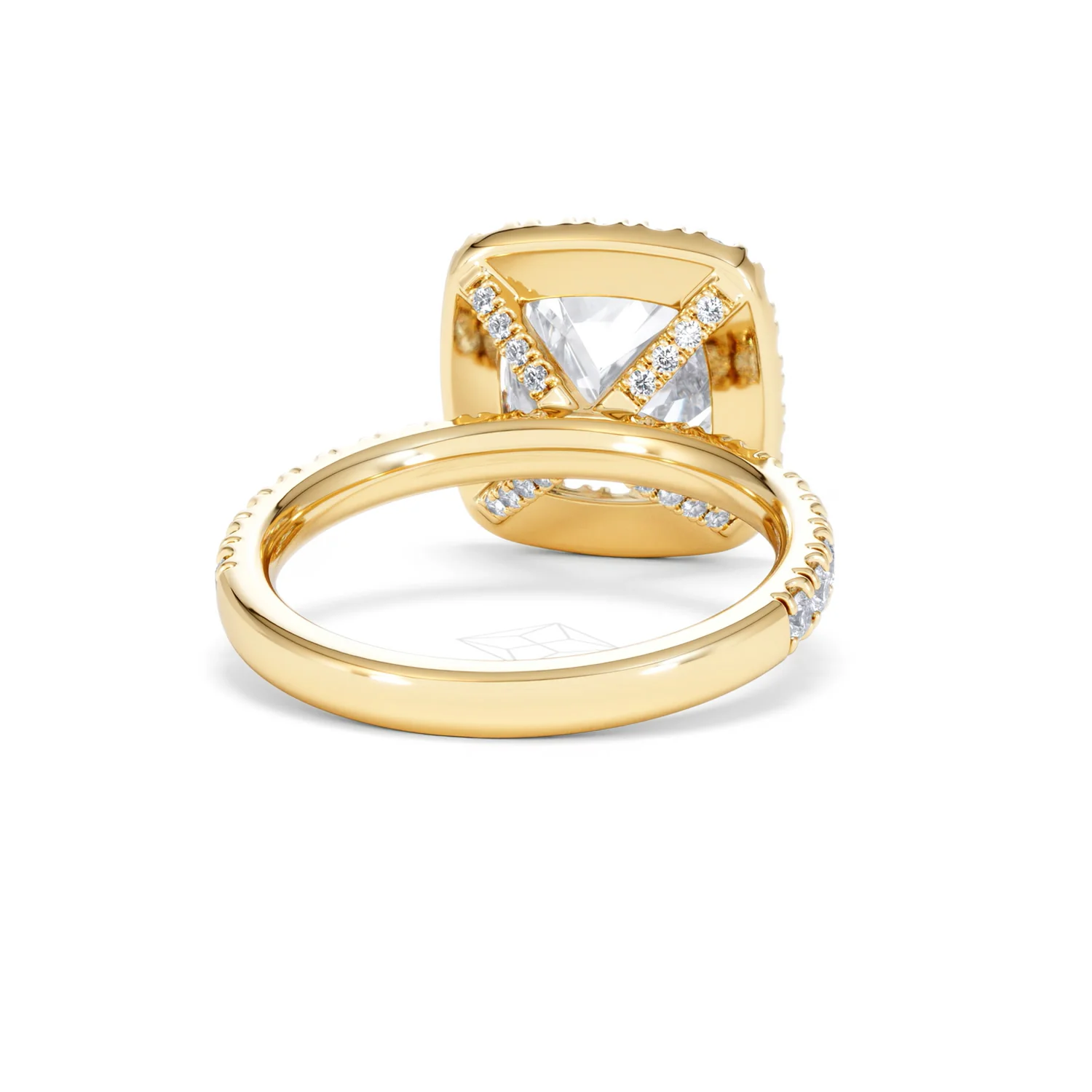Beatrice 3.55ct Lab Diamond Cushion Cut Engagement Ring in 18K Yellow Gold G/VS1 - Image 47