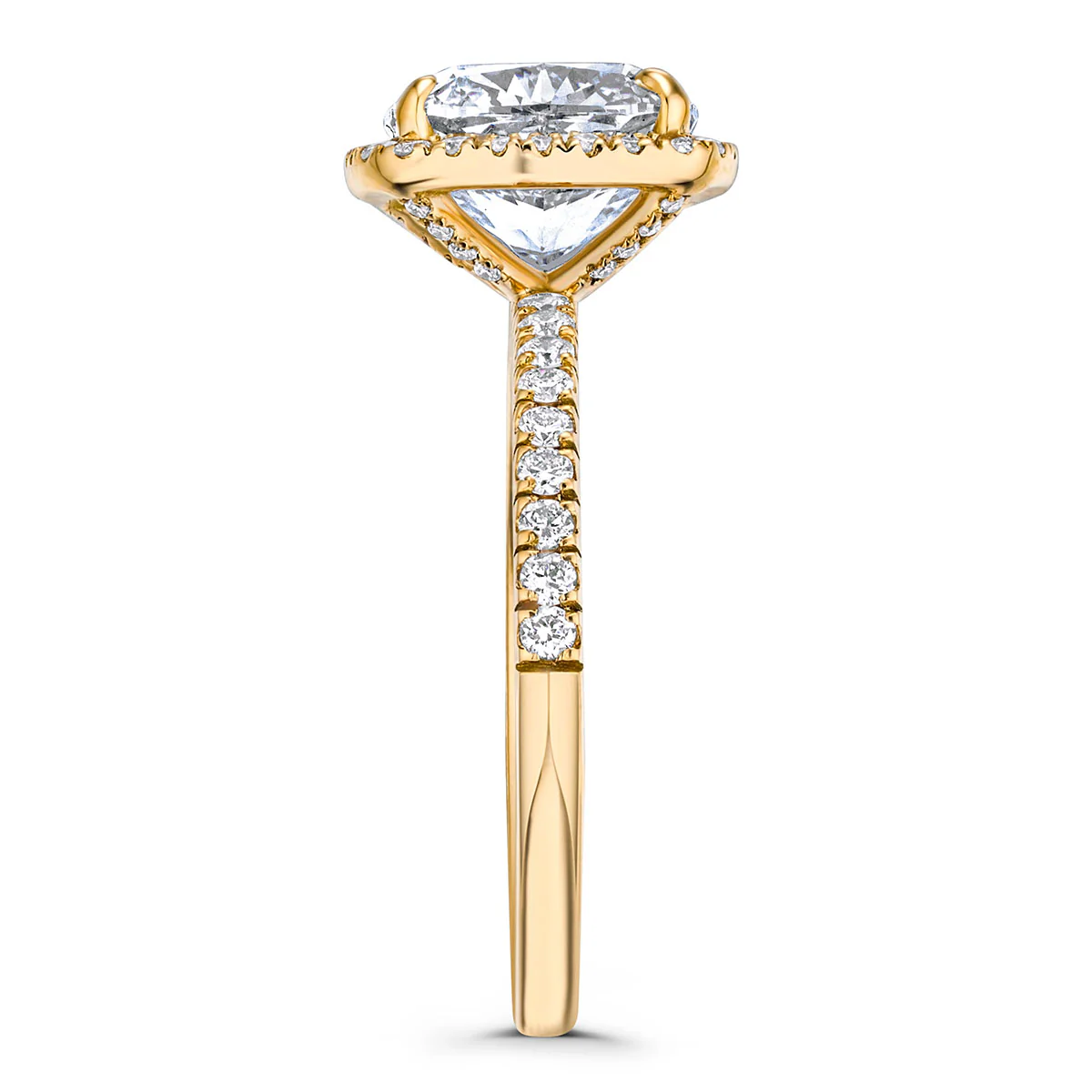 Beatrice 3.55ct Lab Diamond Cushion Cut Engagement Ring in 18K Yellow Gold G/VS1 - Image 5