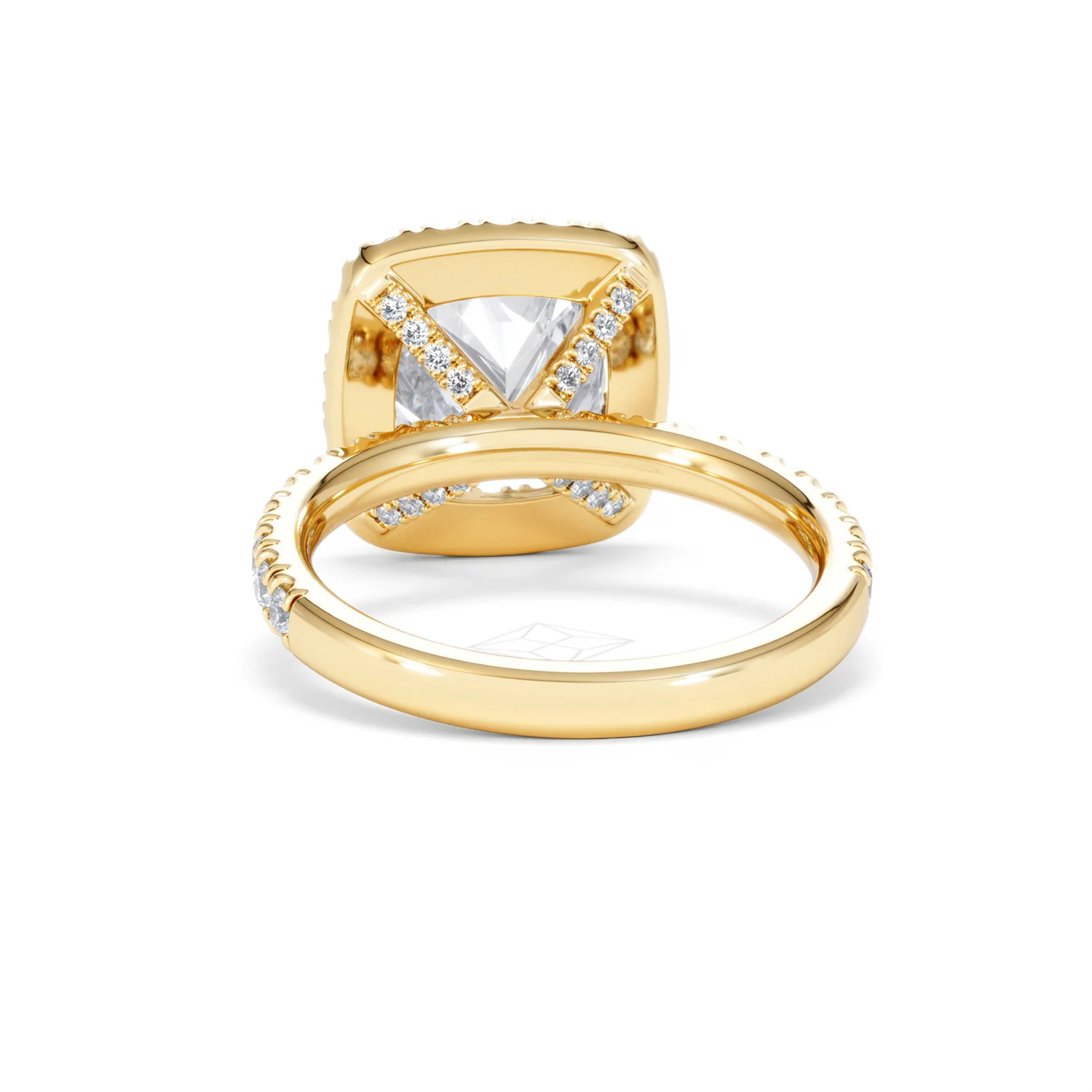Beatrice 3.55ct Lab Diamond Cushion Cut Engagement Ring in 18K Yellow Gold G/VS1 - Image 52