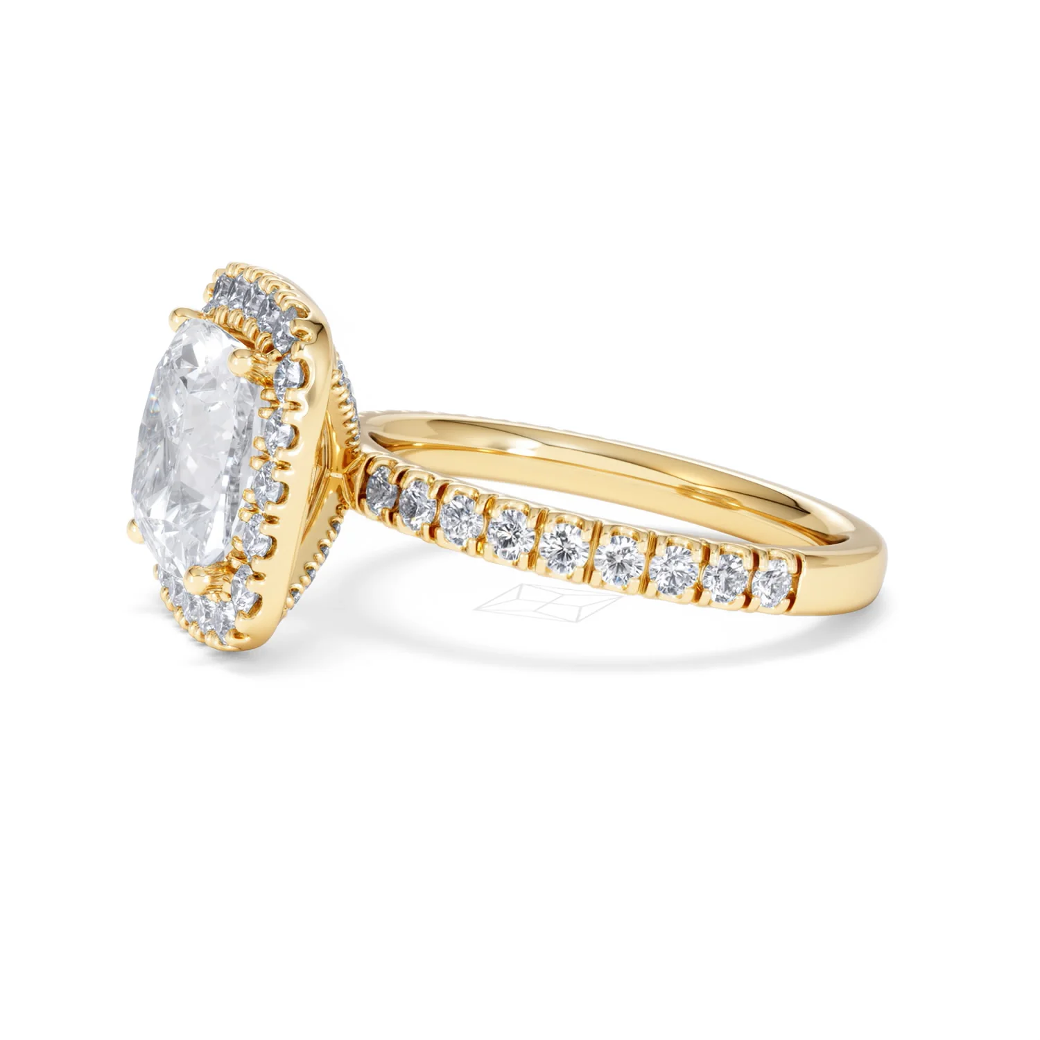 Beatrice 3.55ct Lab Diamond Cushion Cut Engagement Ring in 18K Yellow Gold G/VS1 - Image 74