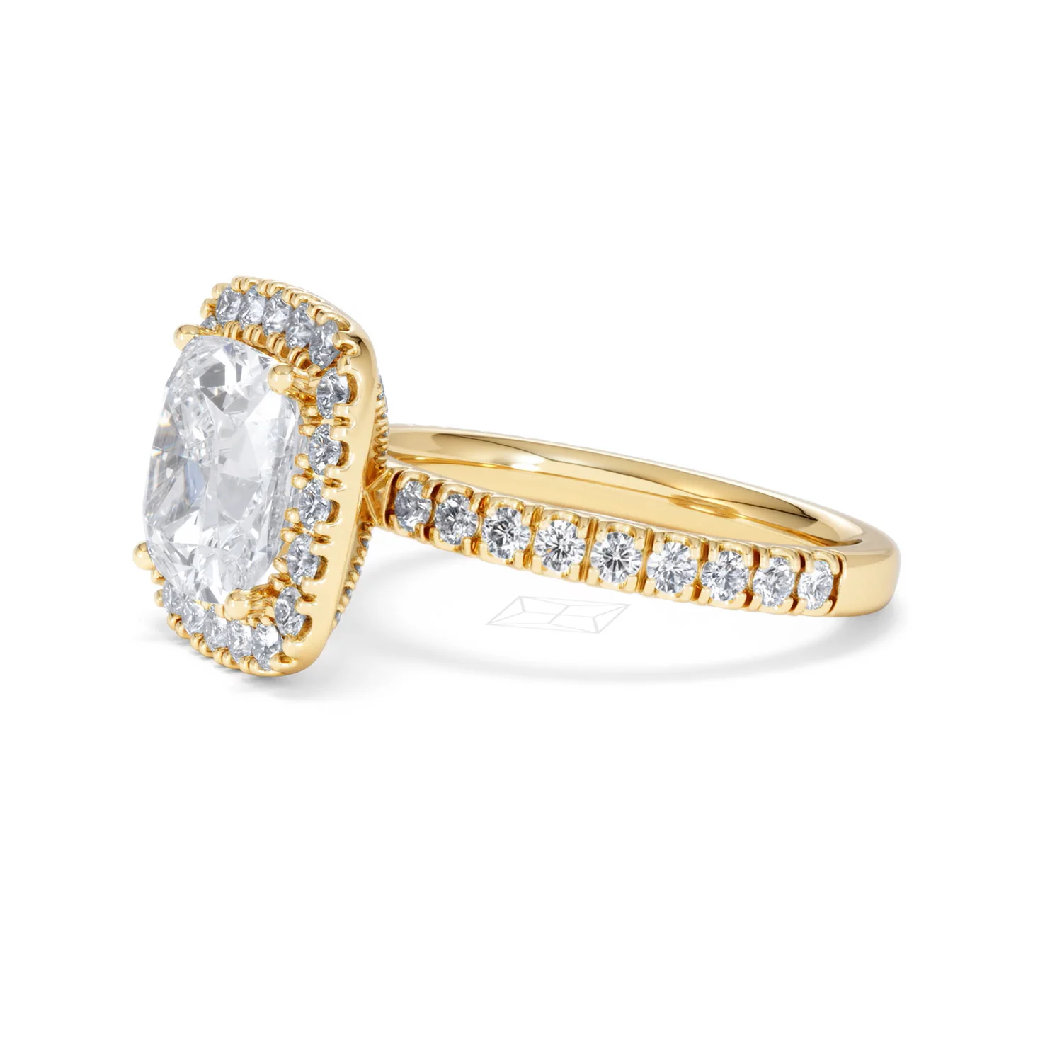 Beatrice 3.55ct Lab Diamond Cushion Cut Engagement Ring in 18K Yellow Gold G/VS1 - Image 76