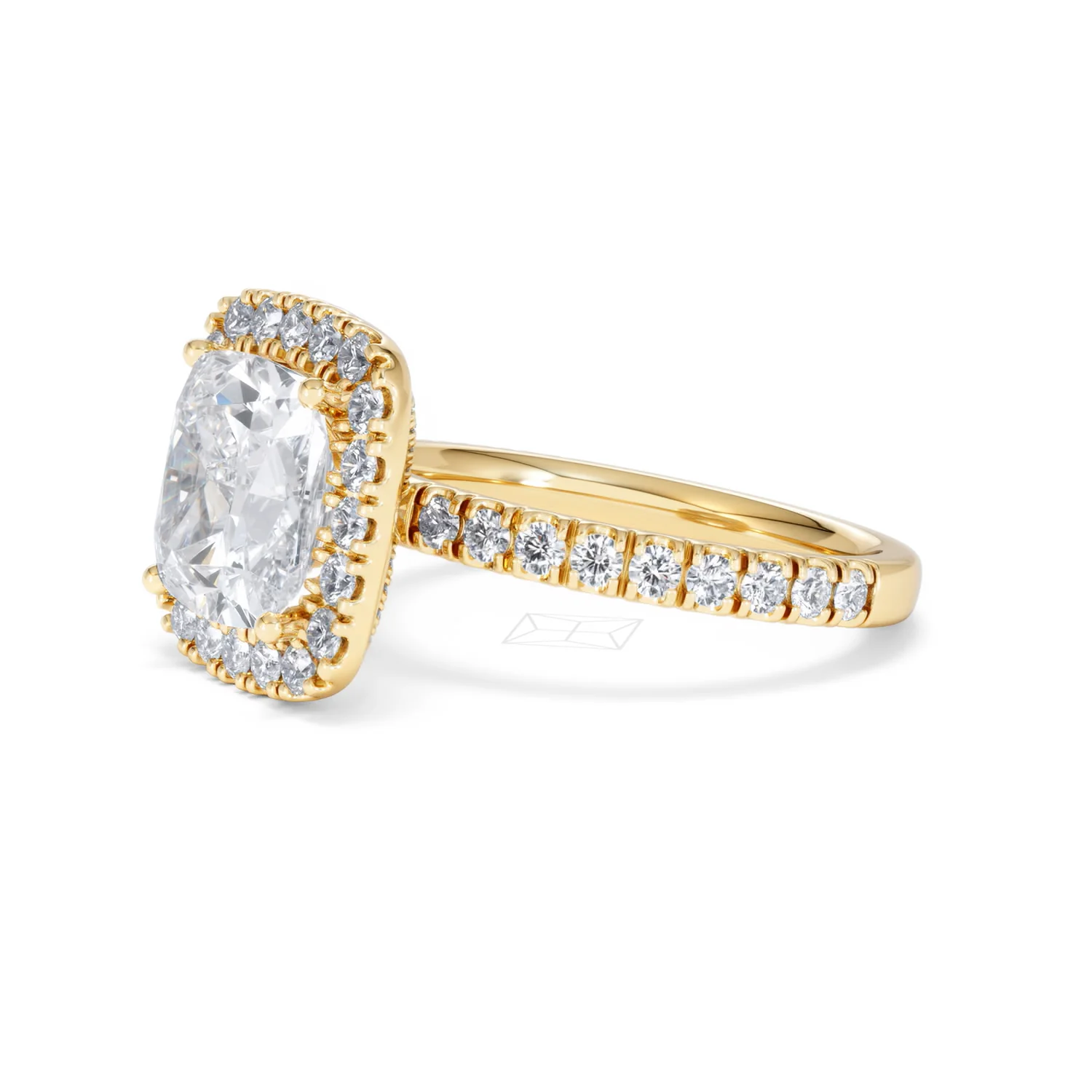Beatrice 3.55ct Lab Diamond Cushion Cut Engagement Ring in 18K Yellow Gold G/VS1 - Image 77