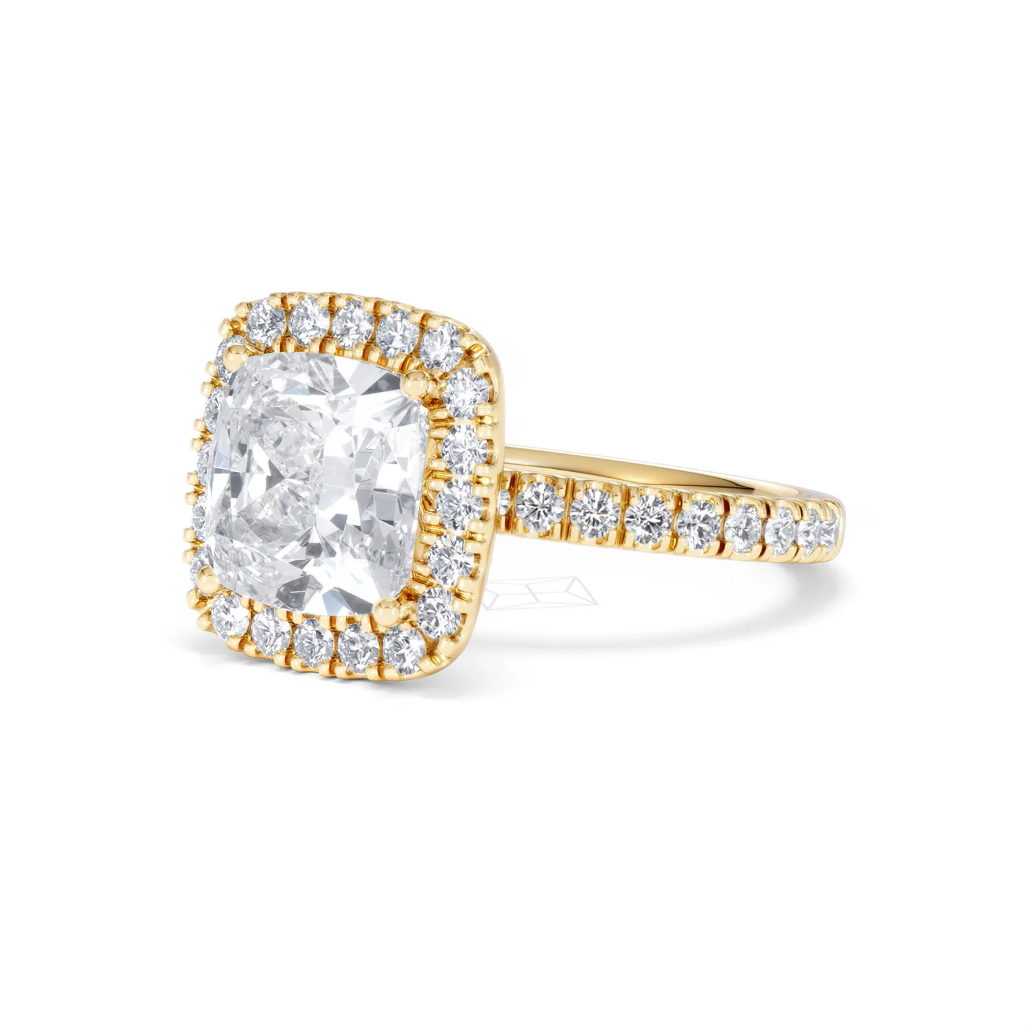 Beatrice 3.55ct Lab Diamond Cushion Cut Engagement Ring in 18K Yellow Gold G/VS1 - Image 82