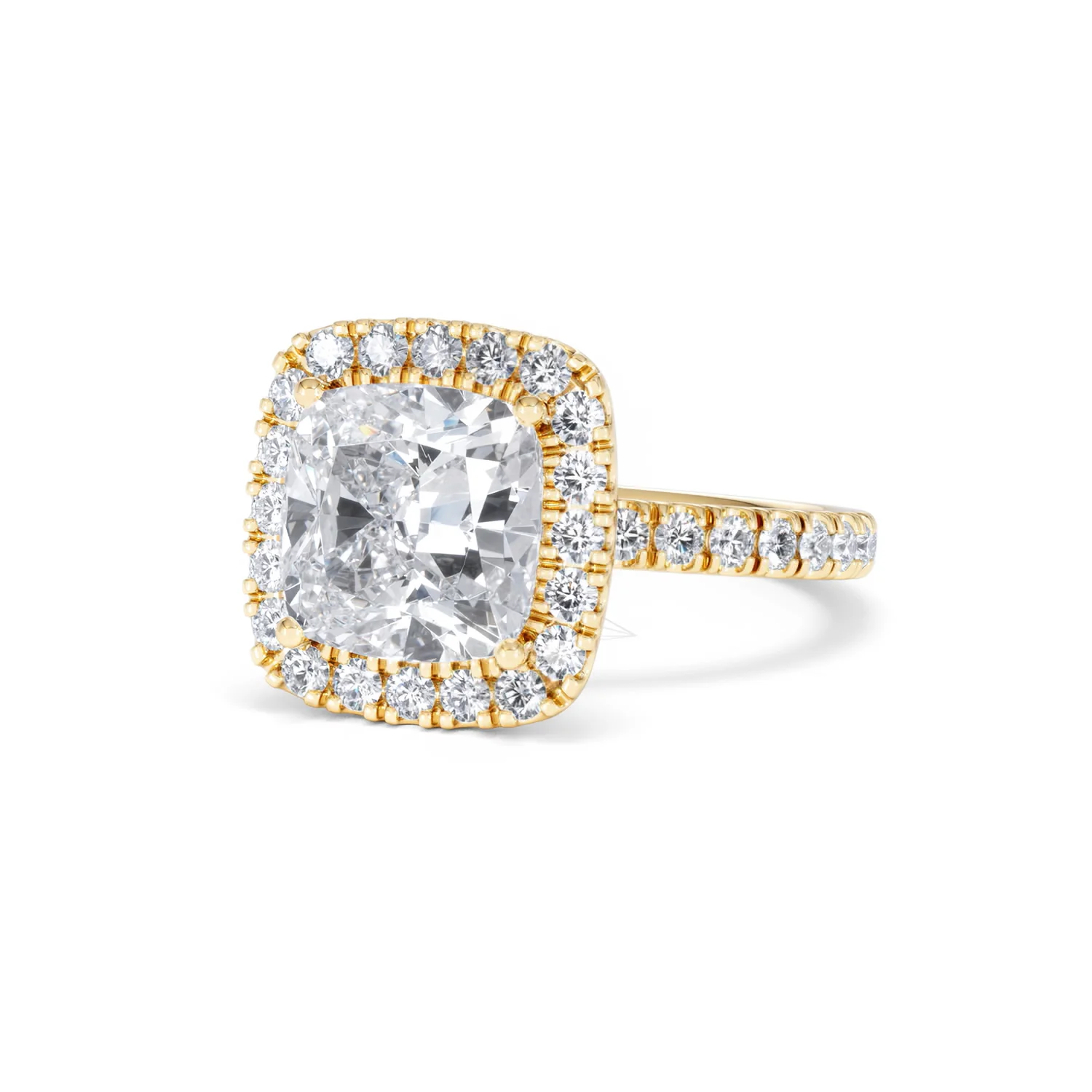 Beatrice 3.55ct Lab Diamond Cushion Cut Engagement Ring in 18K Yellow Gold G/VS1 - Image 85