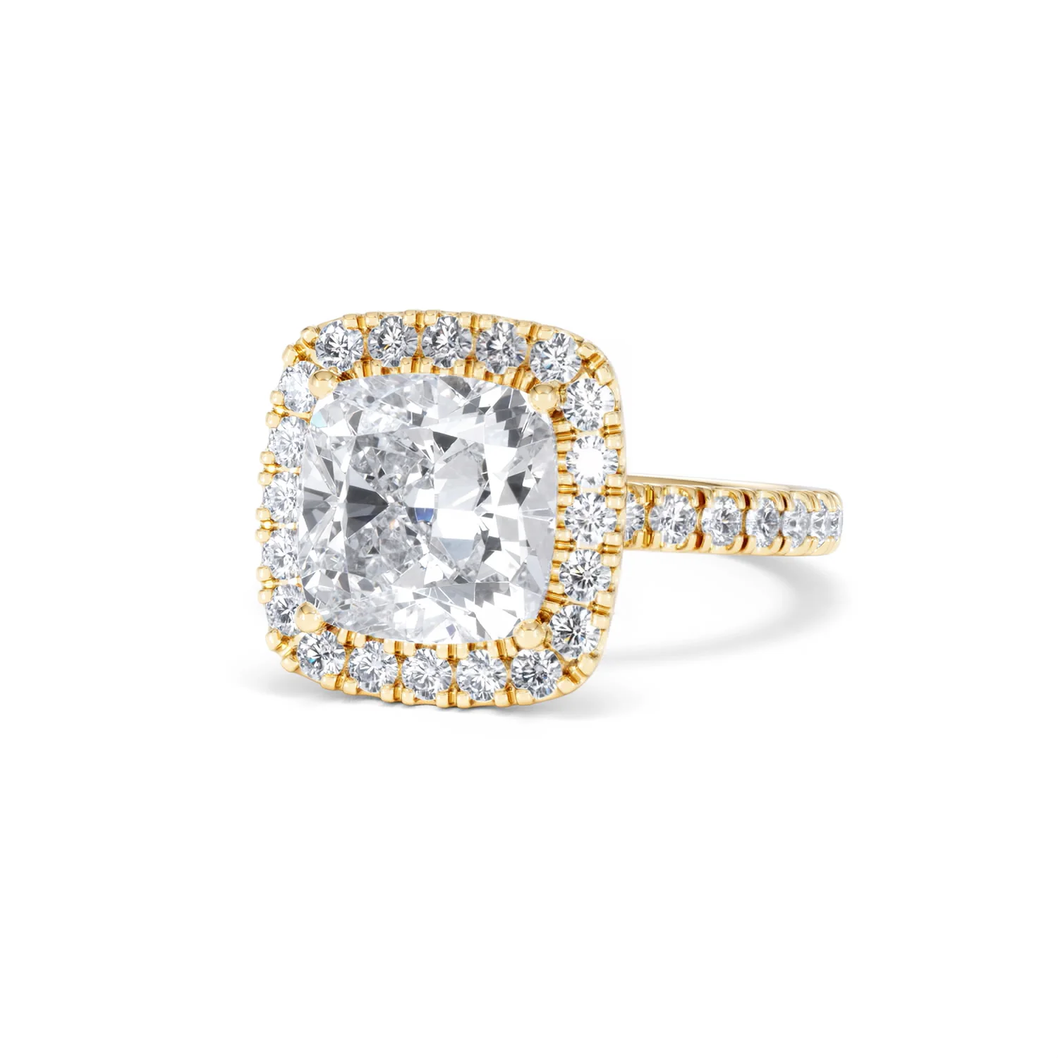 Beatrice 3.55ct Lab Diamond Cushion Cut Engagement Ring in 18K Yellow Gold G/VS1 - Image 86