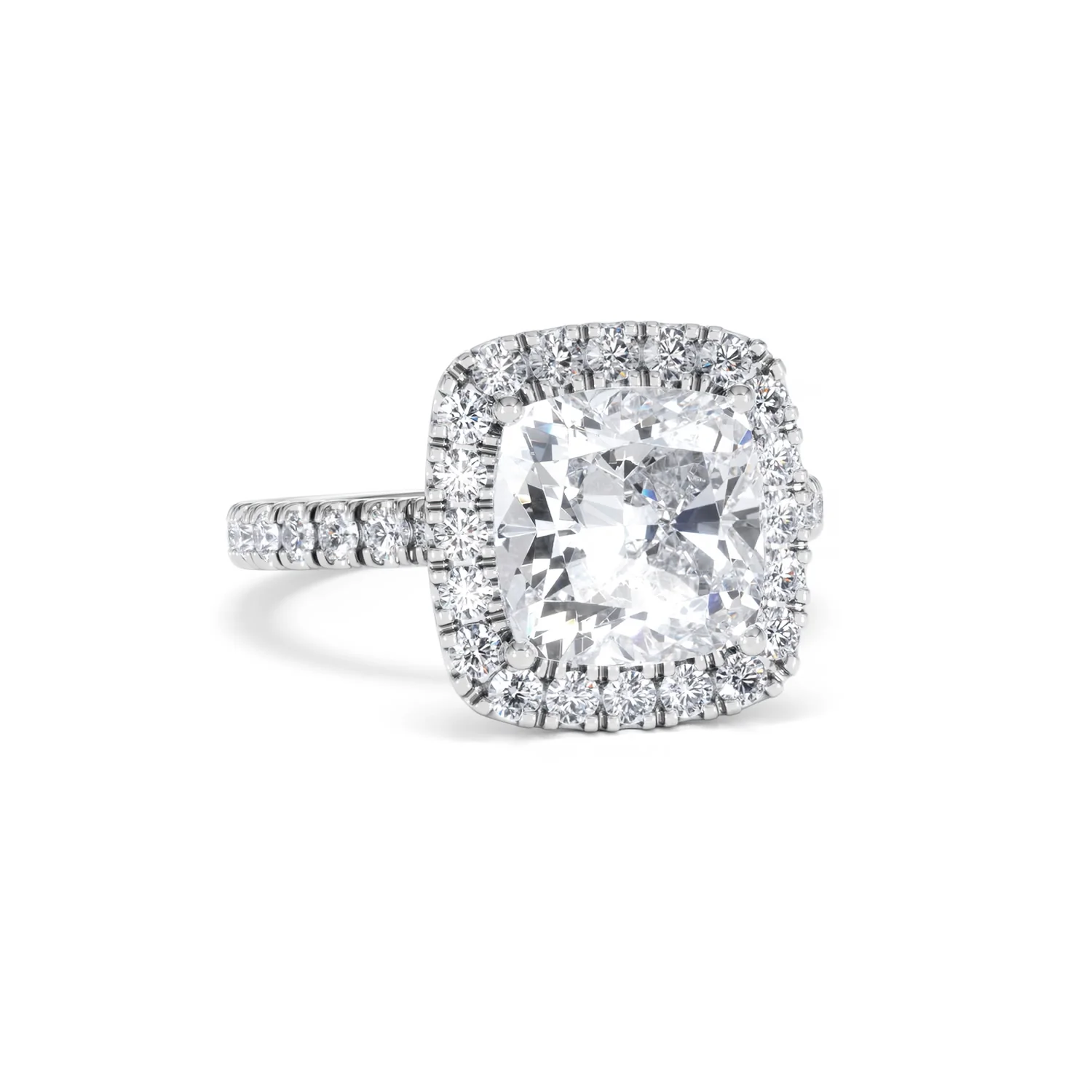 Beatrice 3.55ct Lab Diamond Cushion Cut Engagement Ring in Platinum G/VS1 - Image 12